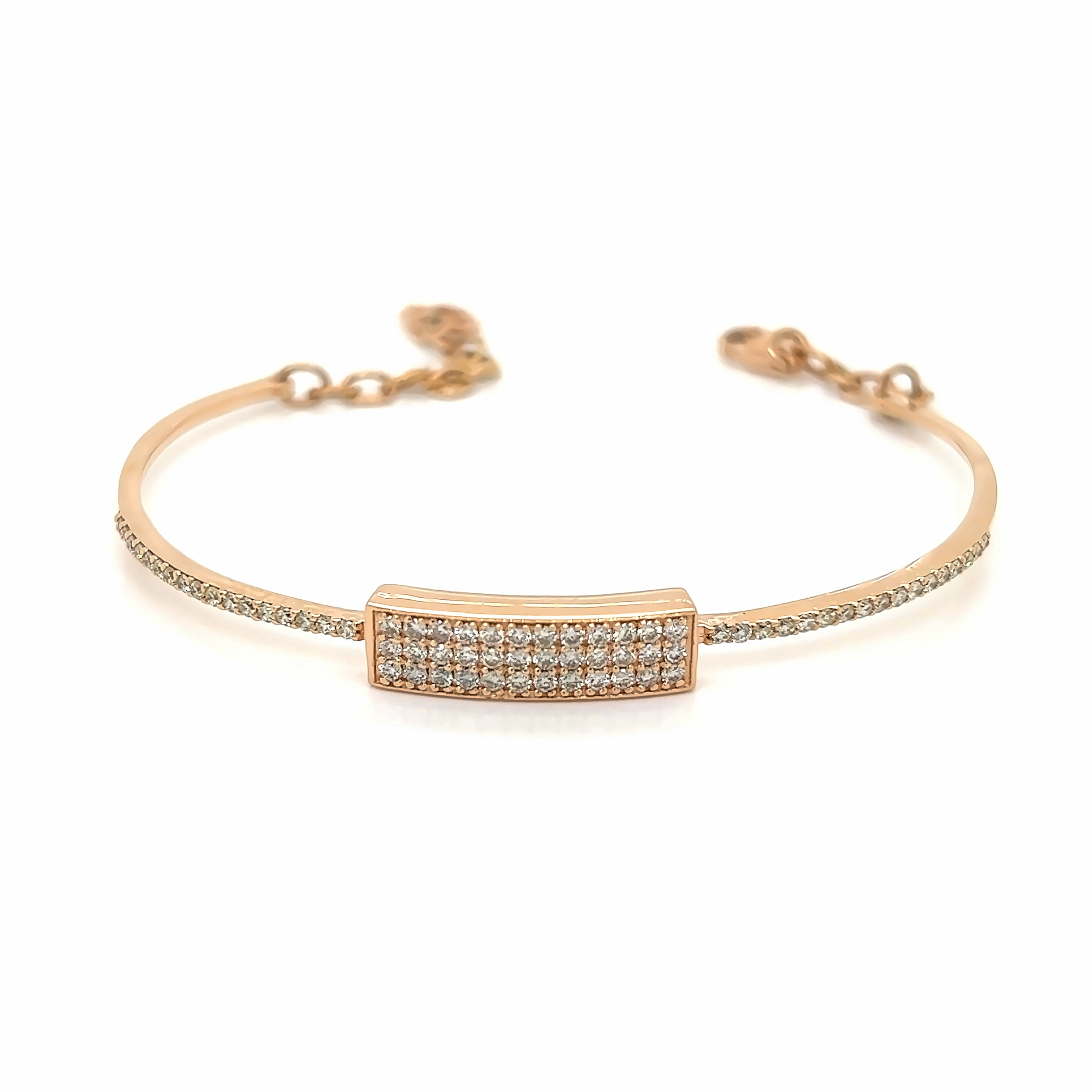 Rose 14 Karat Bangle Bracelet With 72=0.79Tw Round Brilliant G Vs Diamonds