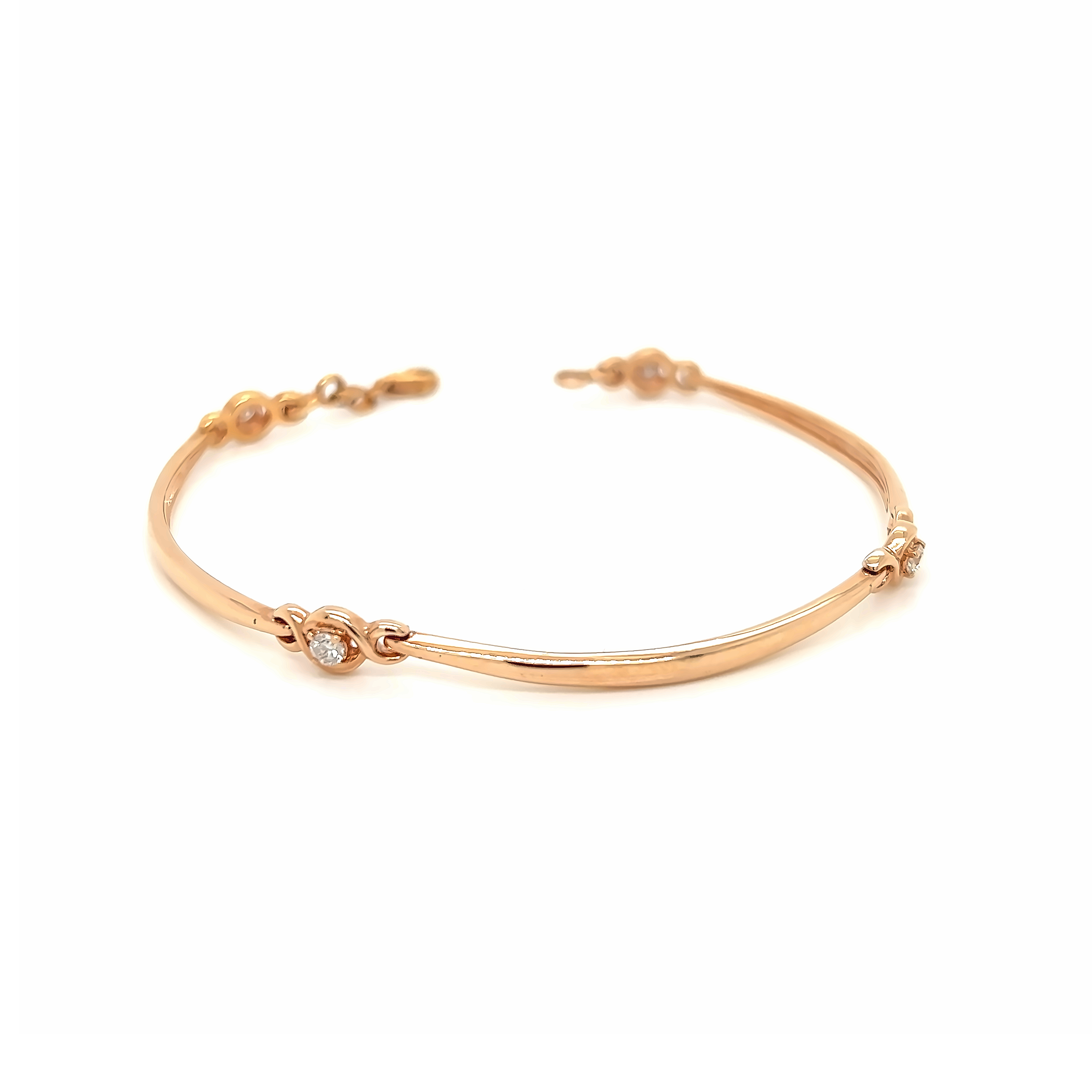 Rose 14 Karat Bracelet With 4=0.28Tw Round Brilliant G Vs Diamonds