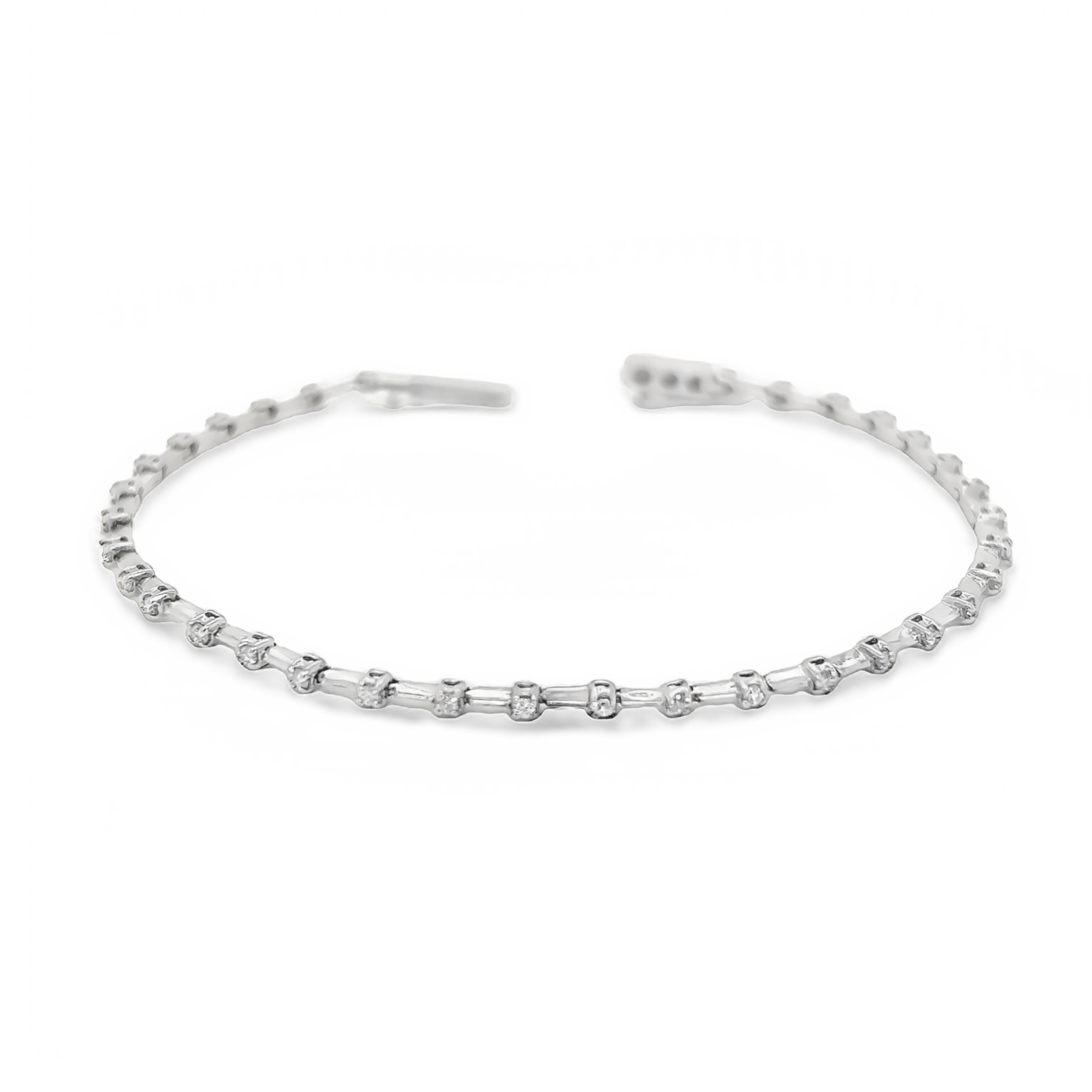 White 14 Karat Line Bracelet Length 7" With 38=0.59Tw Round Brilliant G VS Diamonds