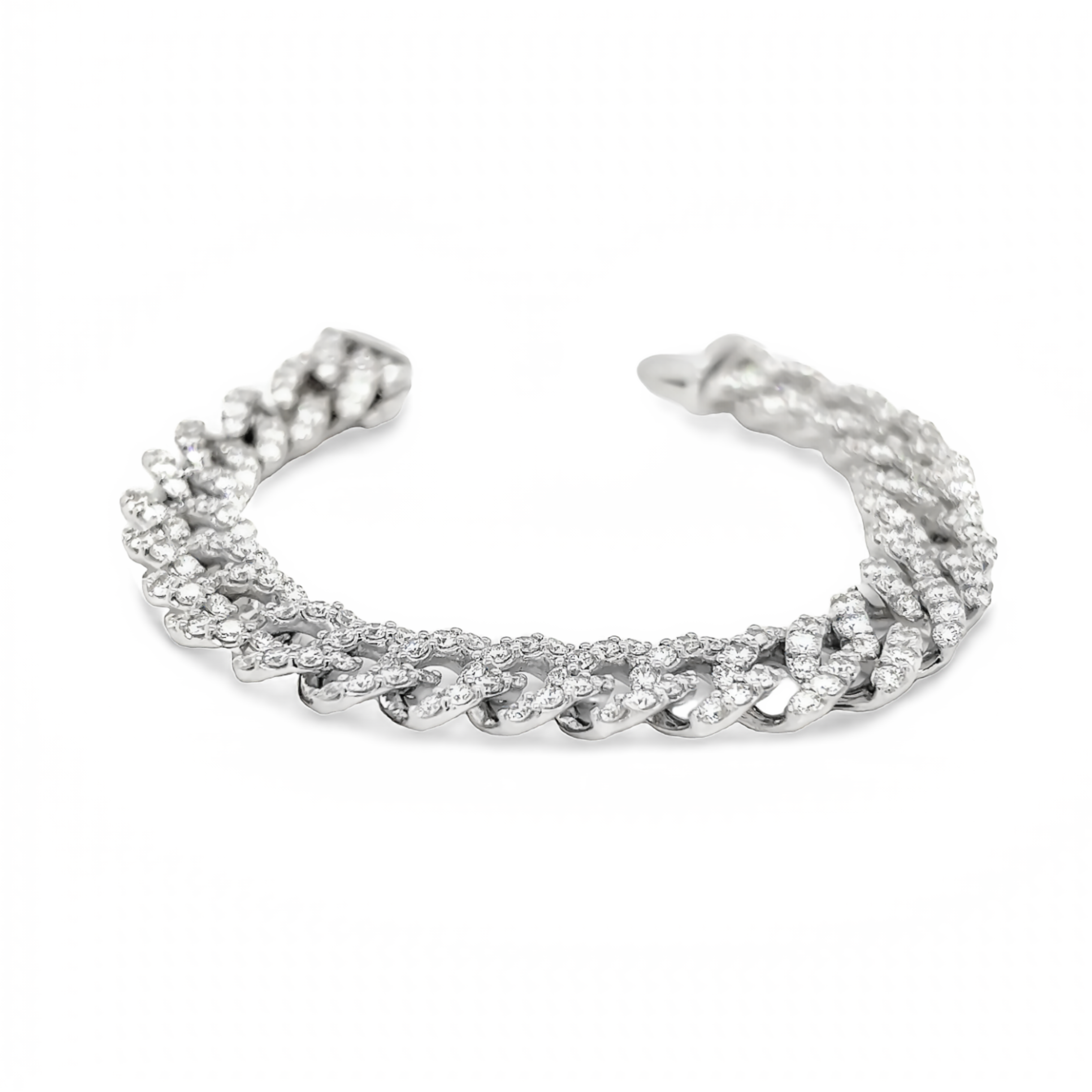 White 14 Karat Link Bracelet Length 6" With 200=8.00Tw Round Brilliant G Vs Diamonds