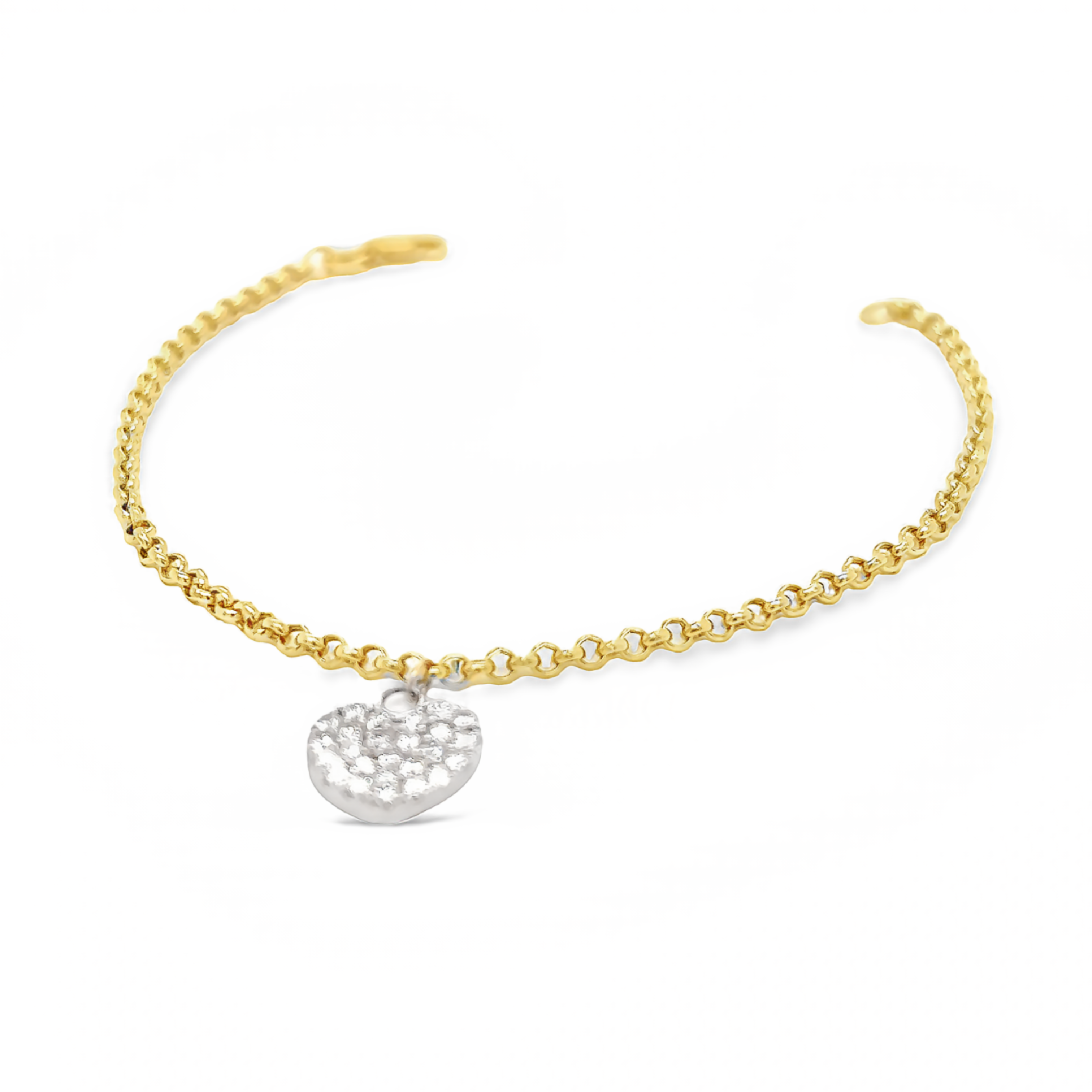 Yellow 14 Karat Statement Bracelet Length 7" With 25=0.50Tw Single Cut G VS Diamonds