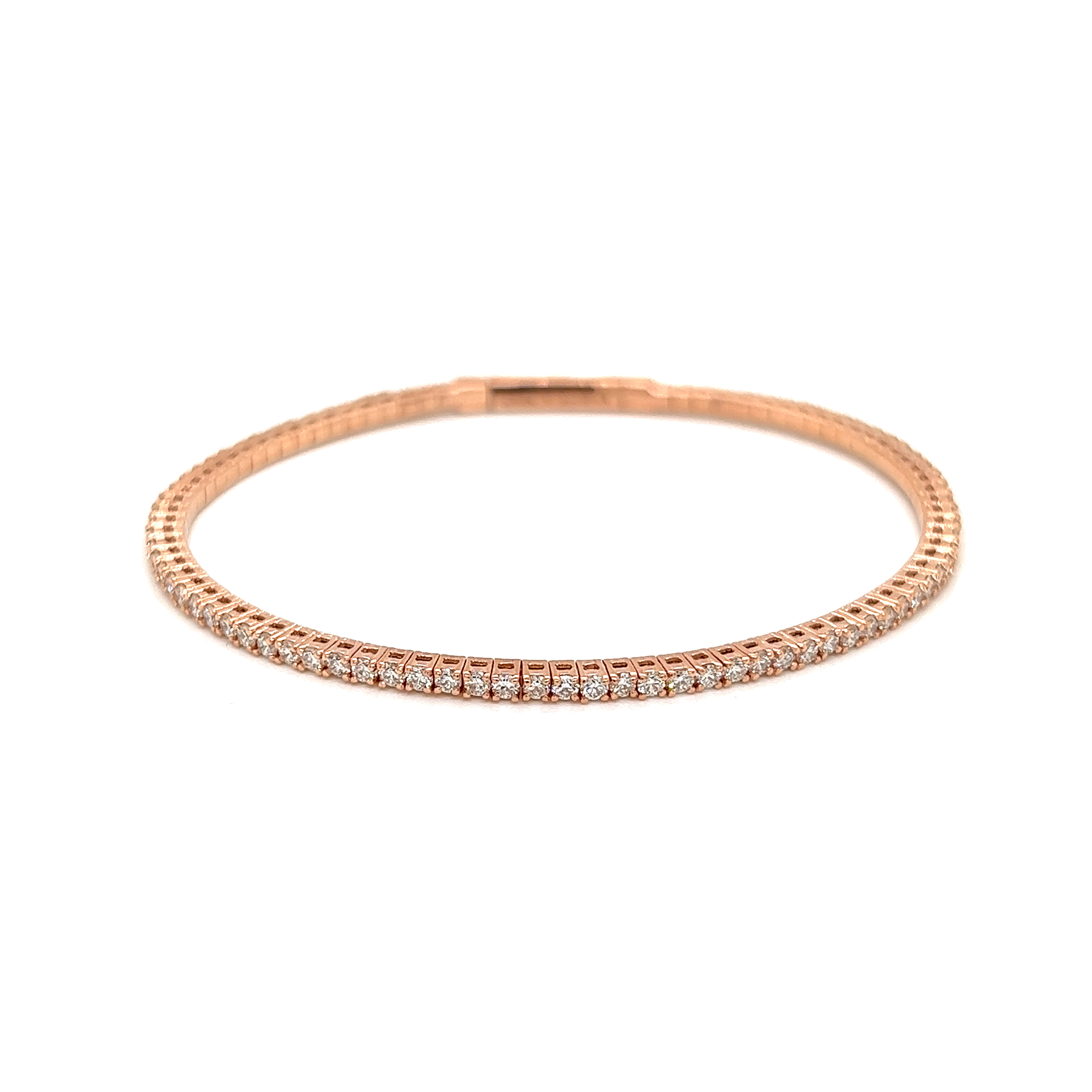 Rose 14 Karat Bangle Bracelet with 83=1.75tw Round Brilliant G VS Diamonds