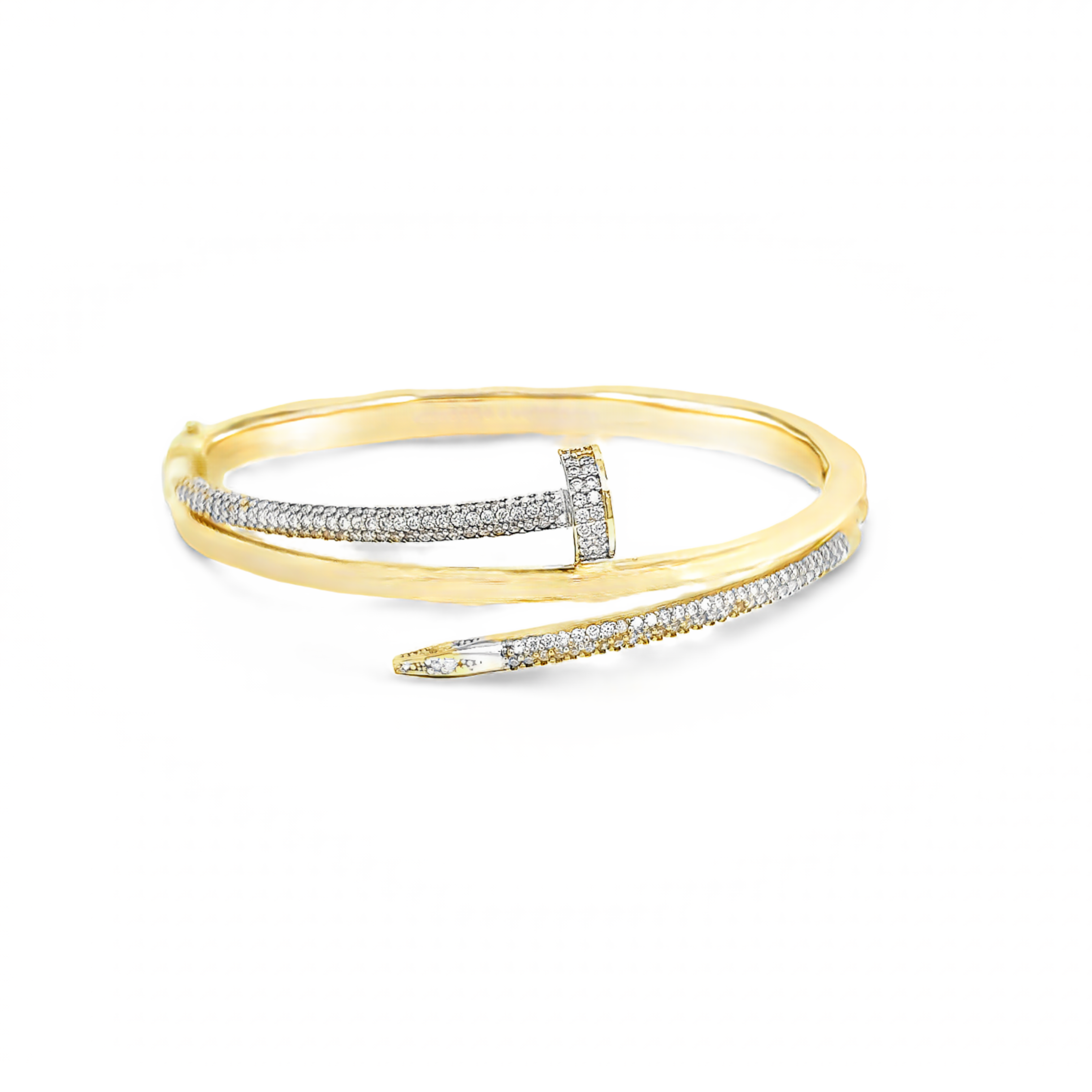 Yellow 18 Karat Hindged Bangle Bracelet with 269=3.00tw Round Brilliant G SI Diamonds