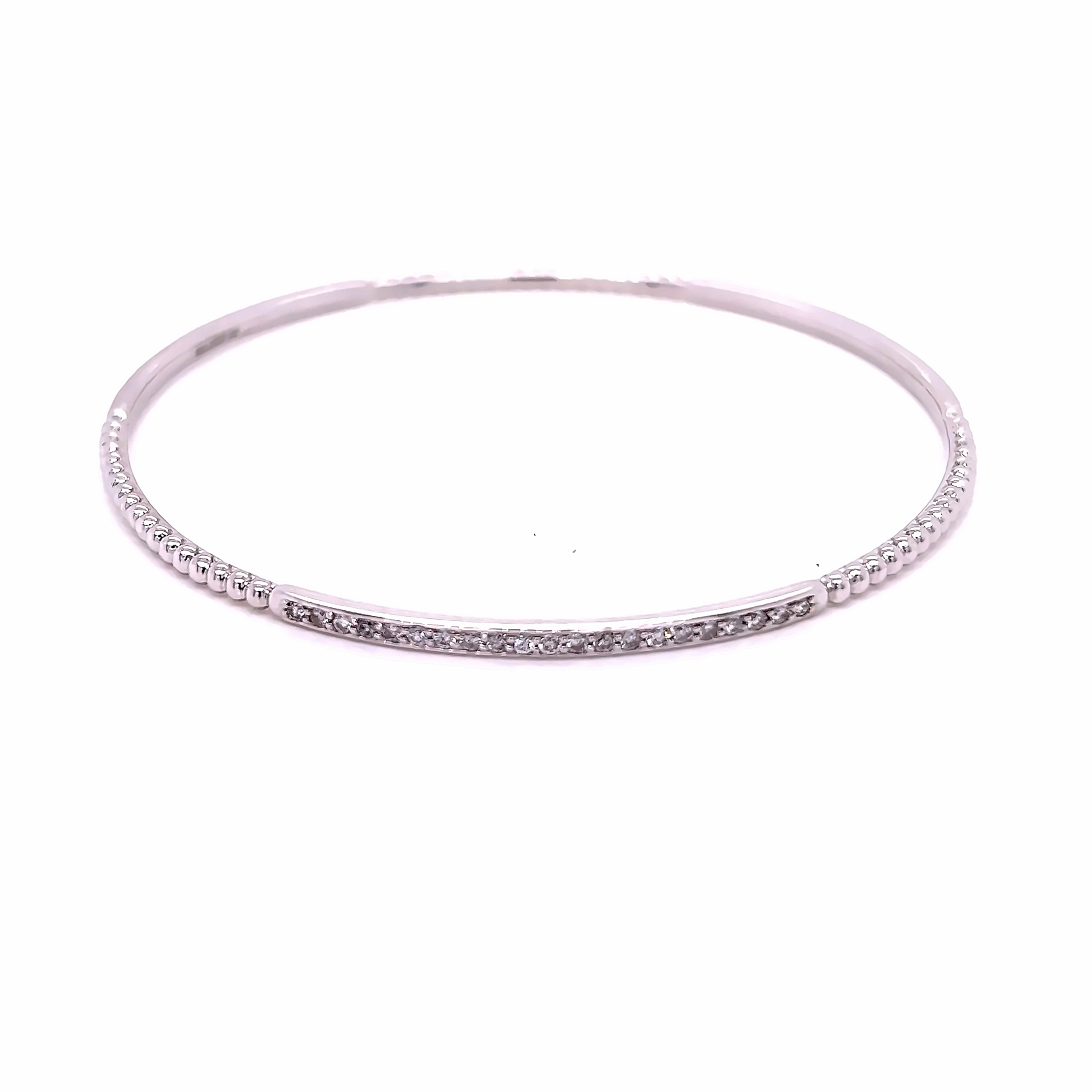 White 14 Karat Bangle Bracelet With 63=1.09Tw Round Brilliant G SI Diamonds