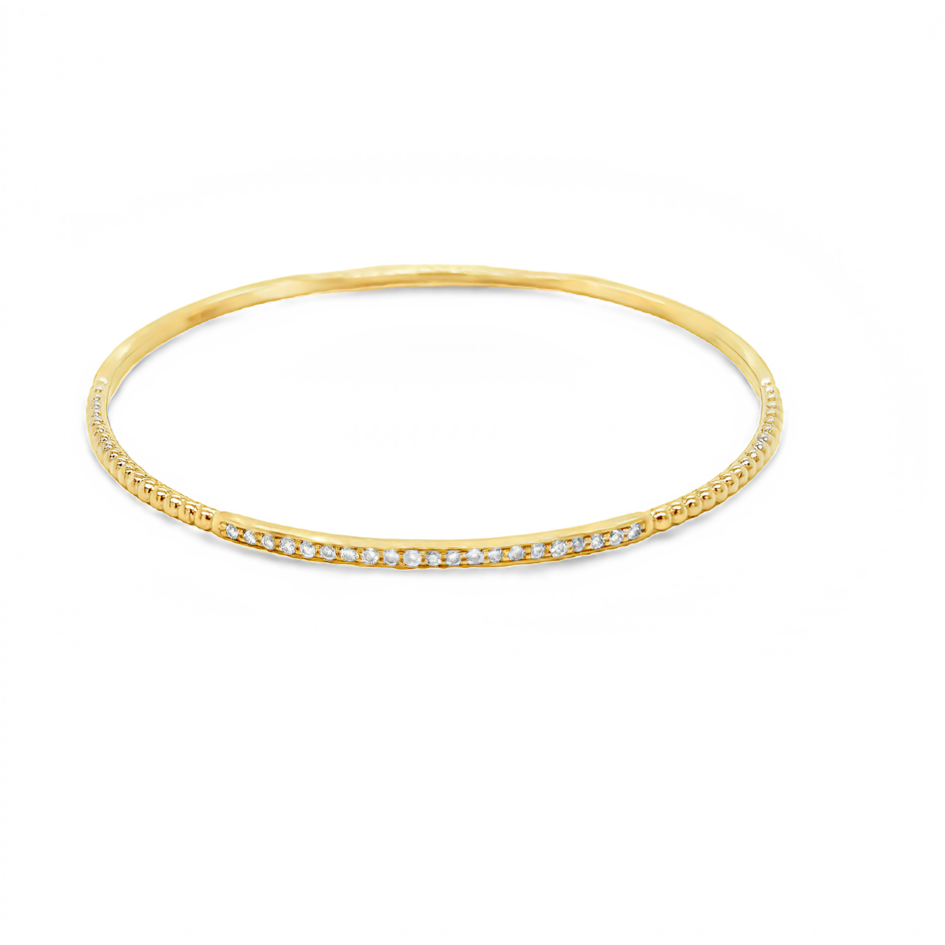 Rose 14 Karat Bangle Bracelet With 63=1.08Tw Round Brilliant G Vs Diamonds