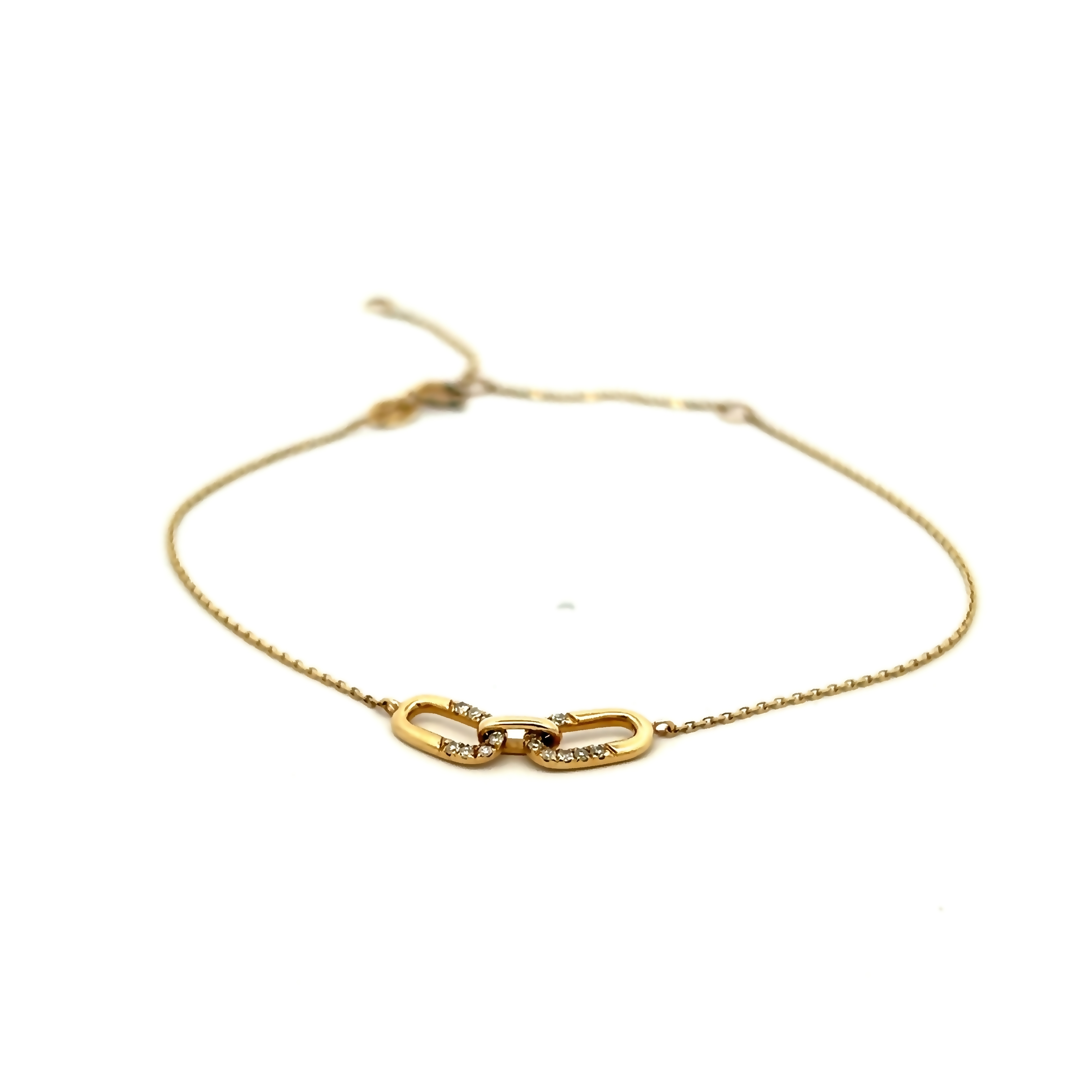 14k Yellow Gold Diamond Link Bracelet
