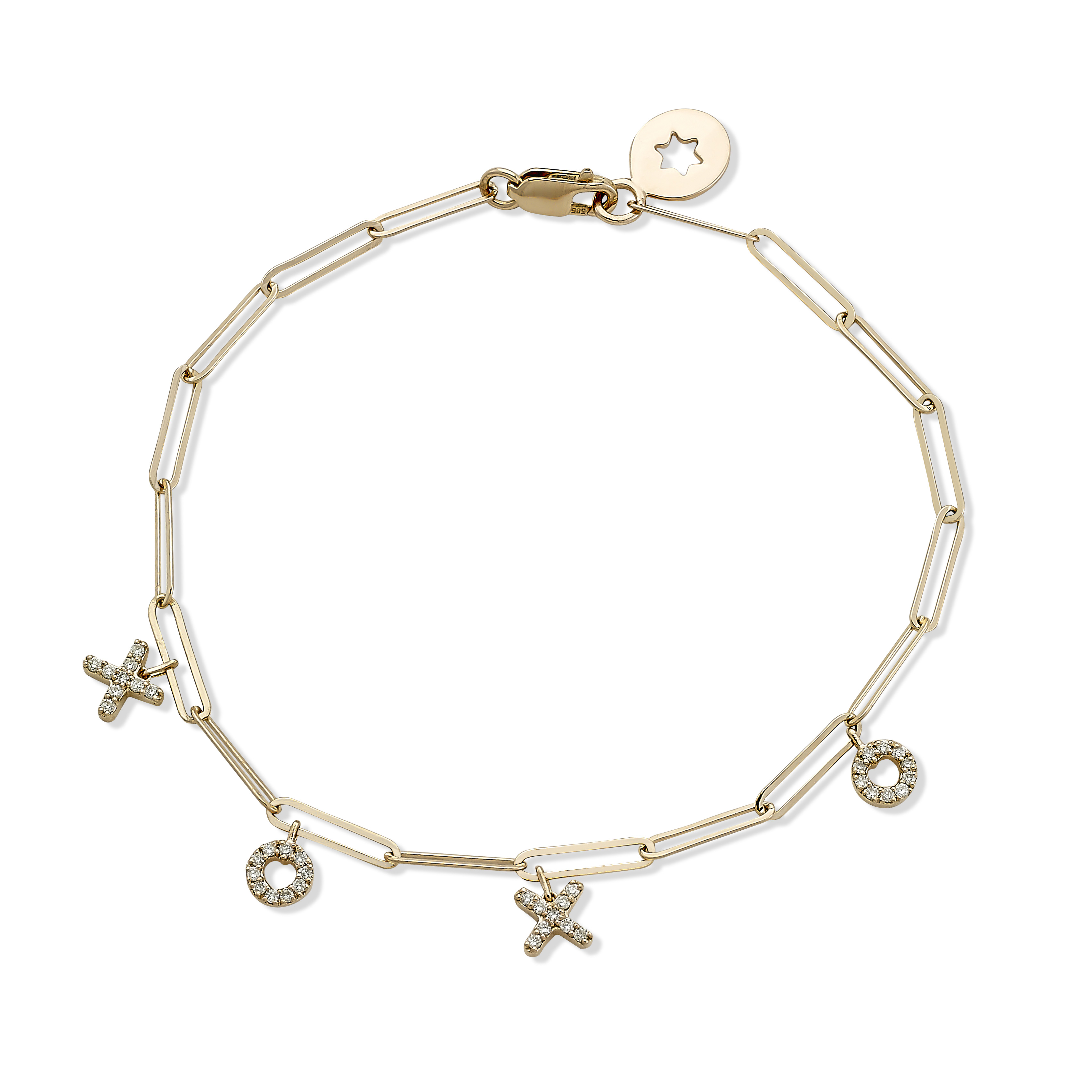 14k Rose Gold Paperclip Xoxo Bracelet