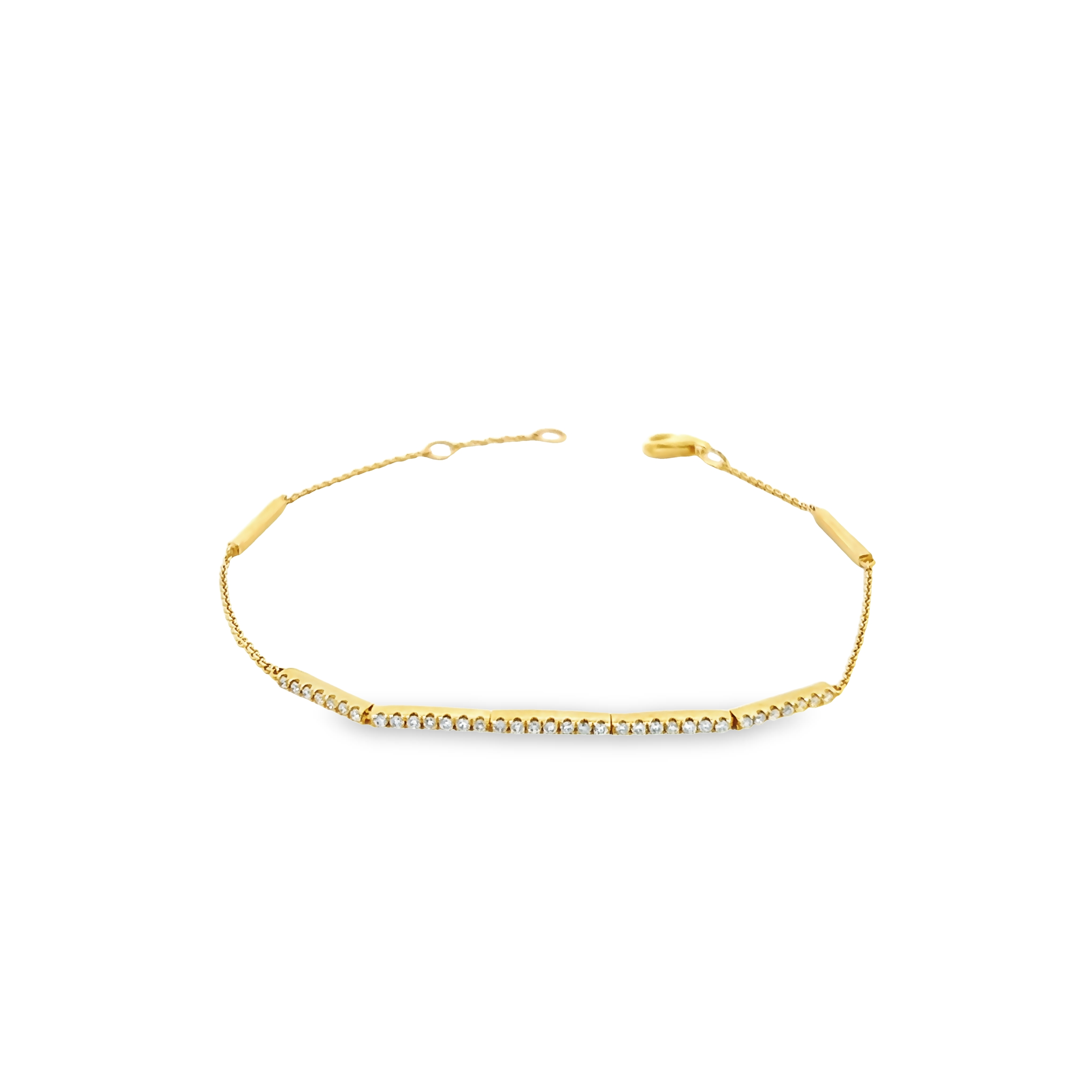 14 Karat yellow gold bracelet with 35=0.23 total weight round brilliant G SI Diamonds