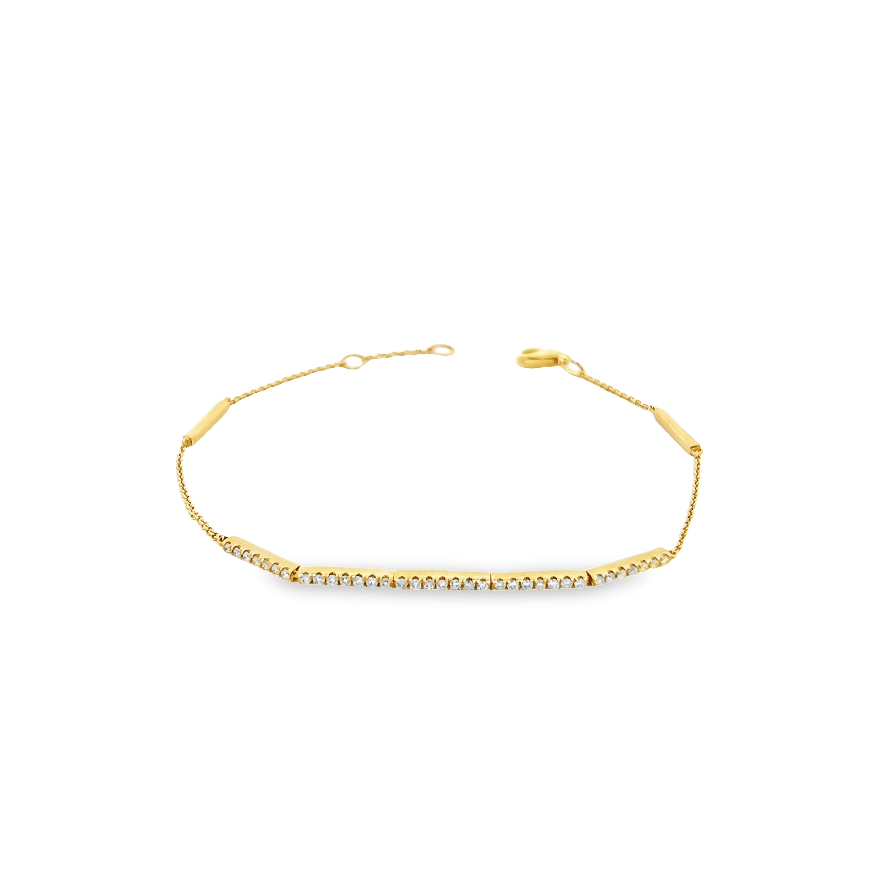 14k Yellow Gold Link Bracelet With Diamonds