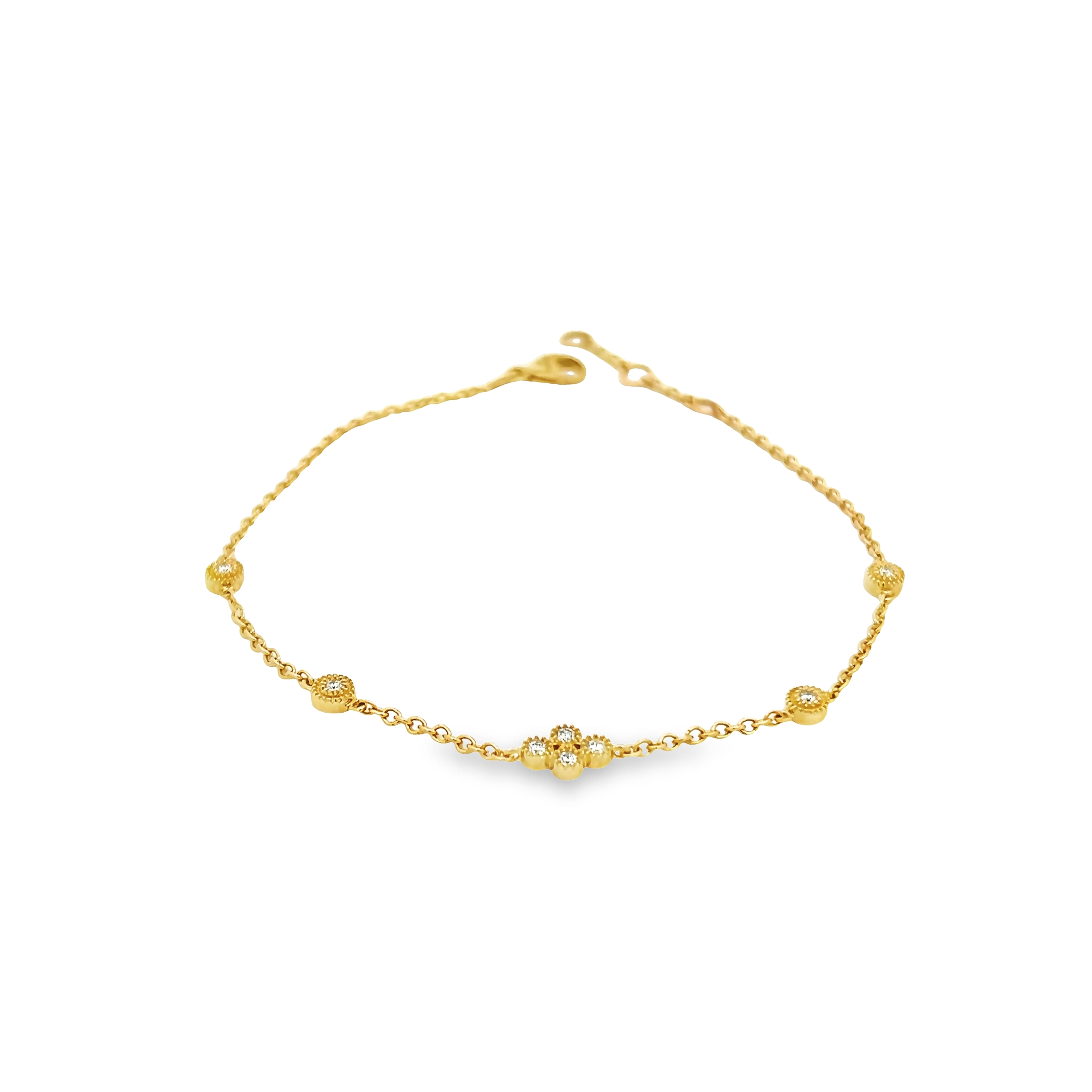 14k Yellow Gold Diamond Station Bracelet