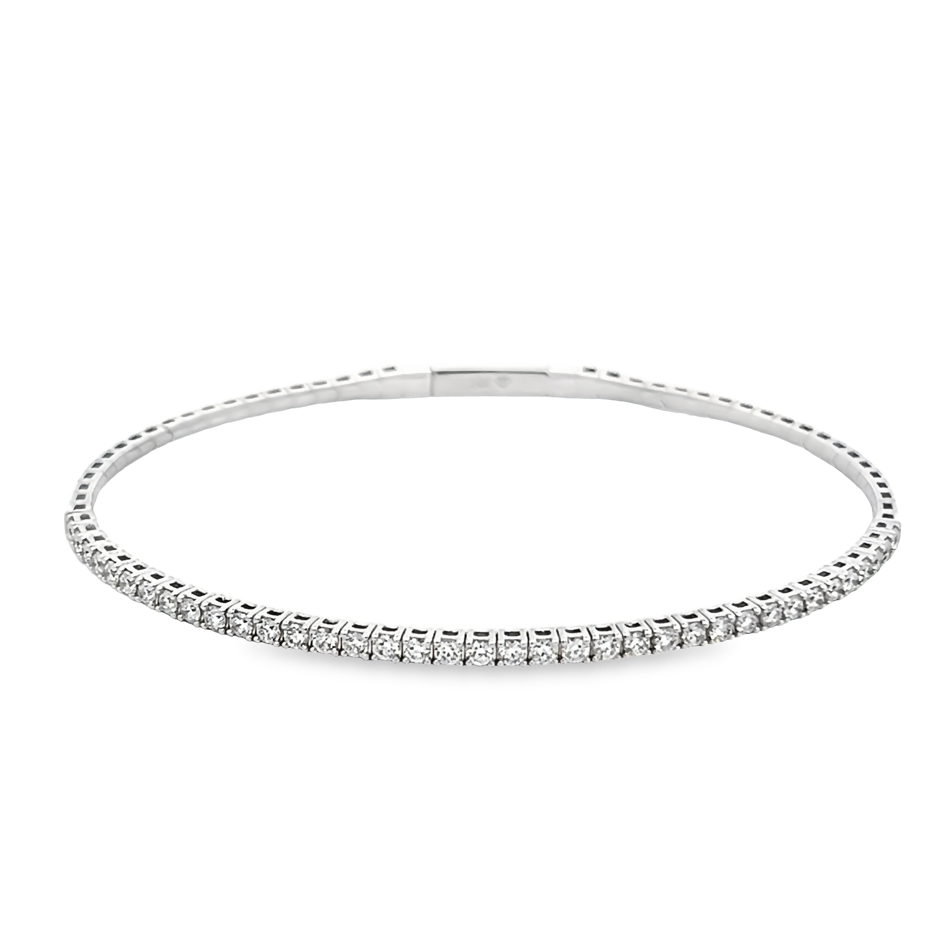 14k White Gold Flexible Bangle Bracelet With Diamonds