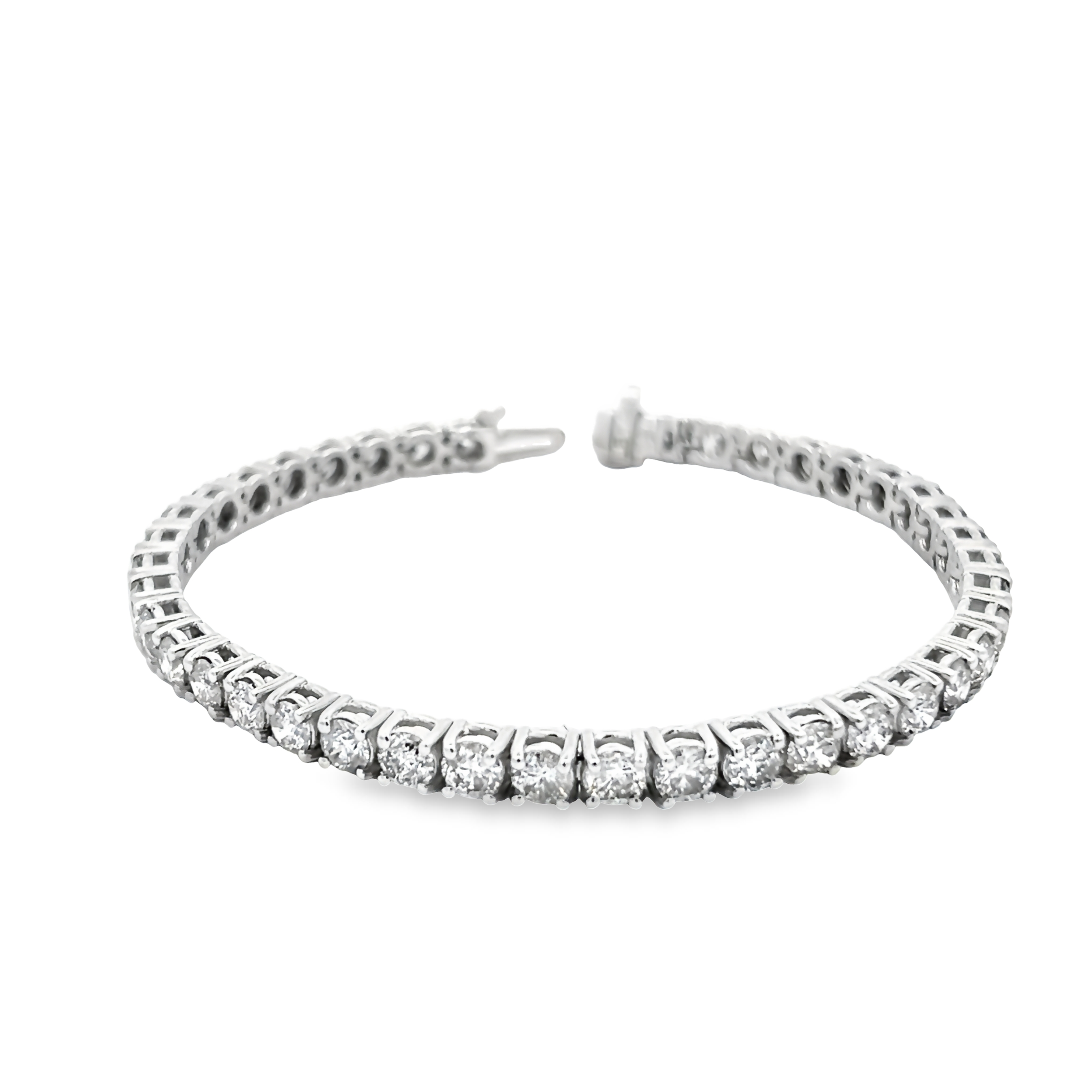 14 Karat White Gold Tennis Bracelet With 41=9.98 Total Weight Round Brilliant G I Diamonds