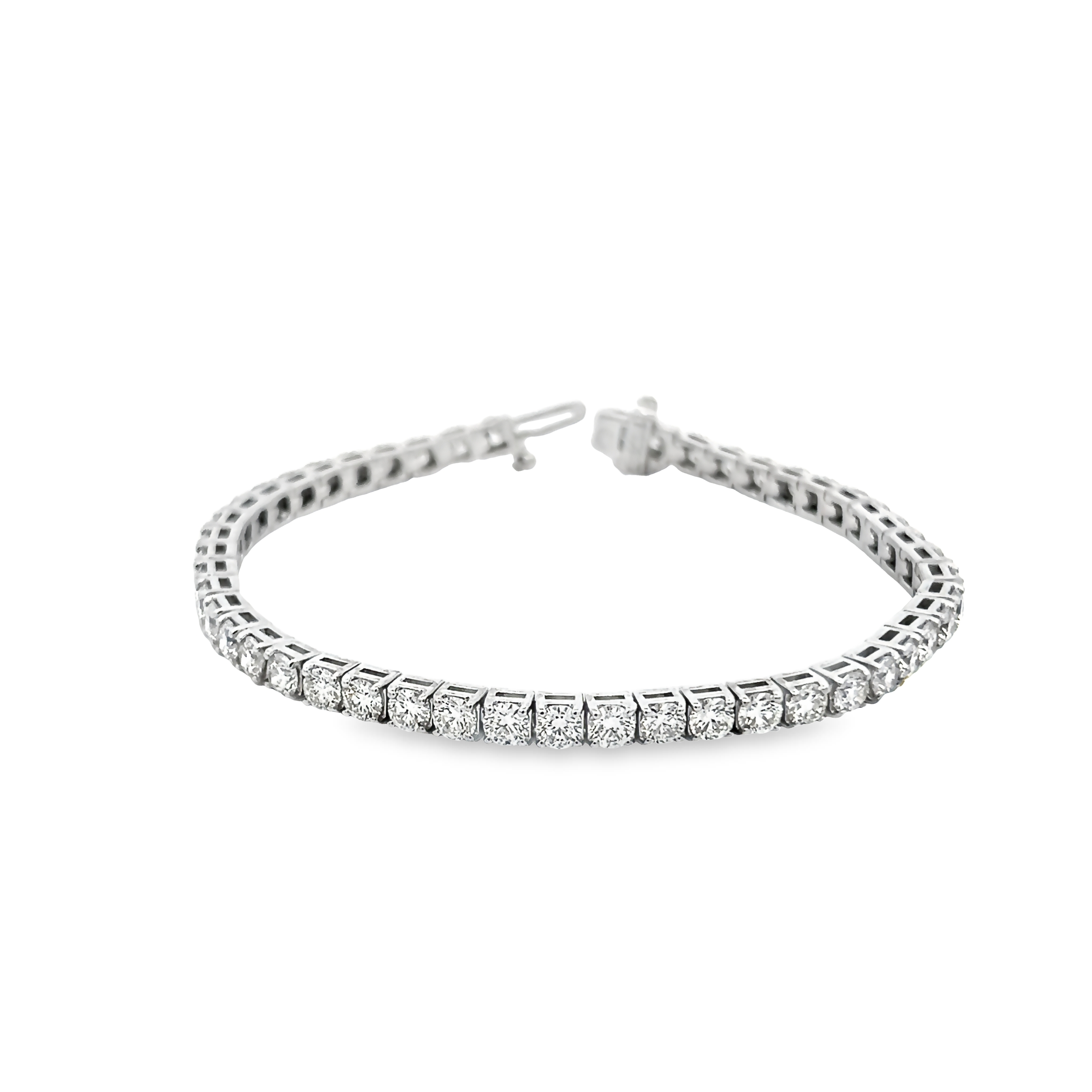 14 Karat white gold tennis bracelet with 48=8.04 total weight round brilliant G VS Diamonds