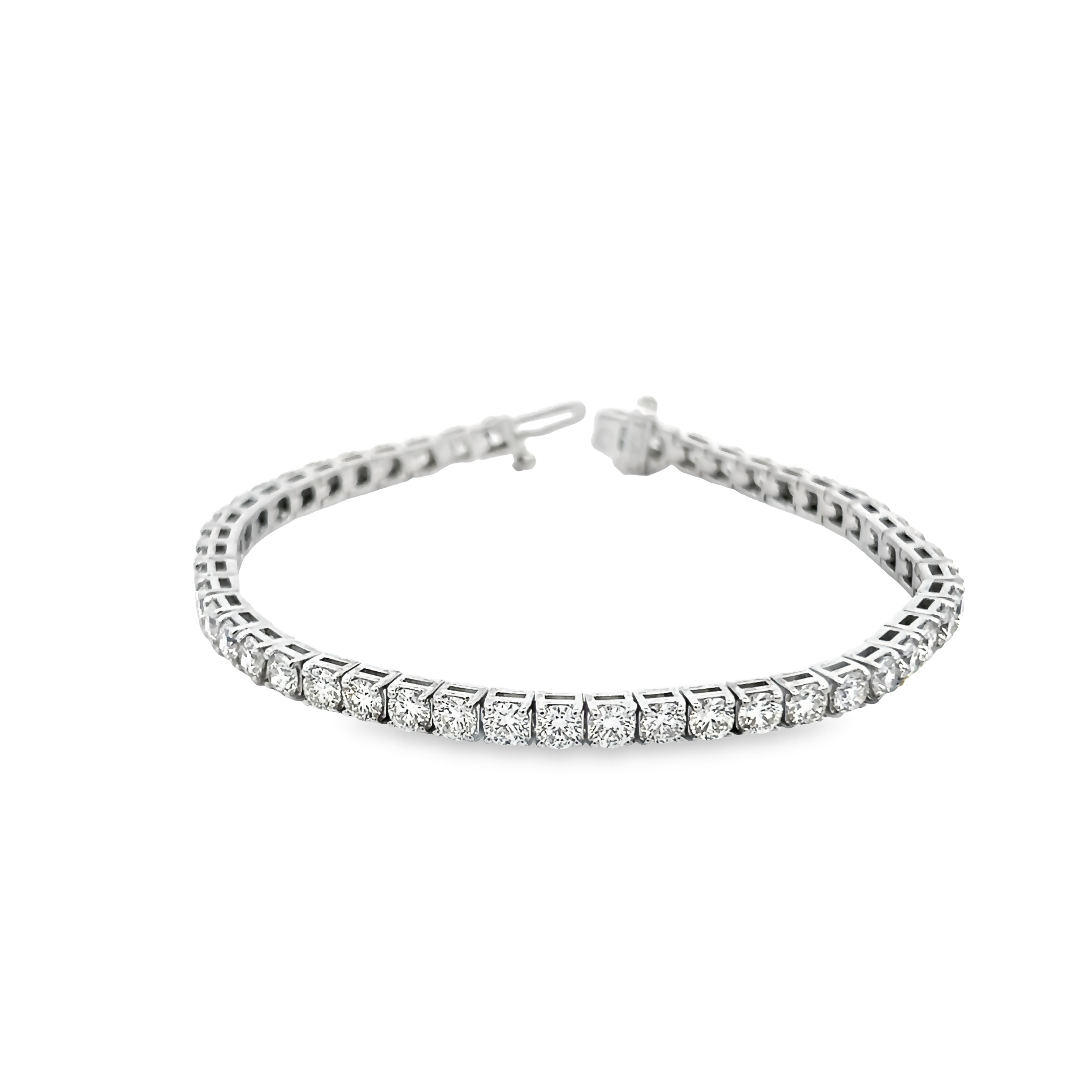 14 Karat White Gold Tennis Bracelet With 48=8.04 Total Weight Round Brilliant G Vs Diamonds