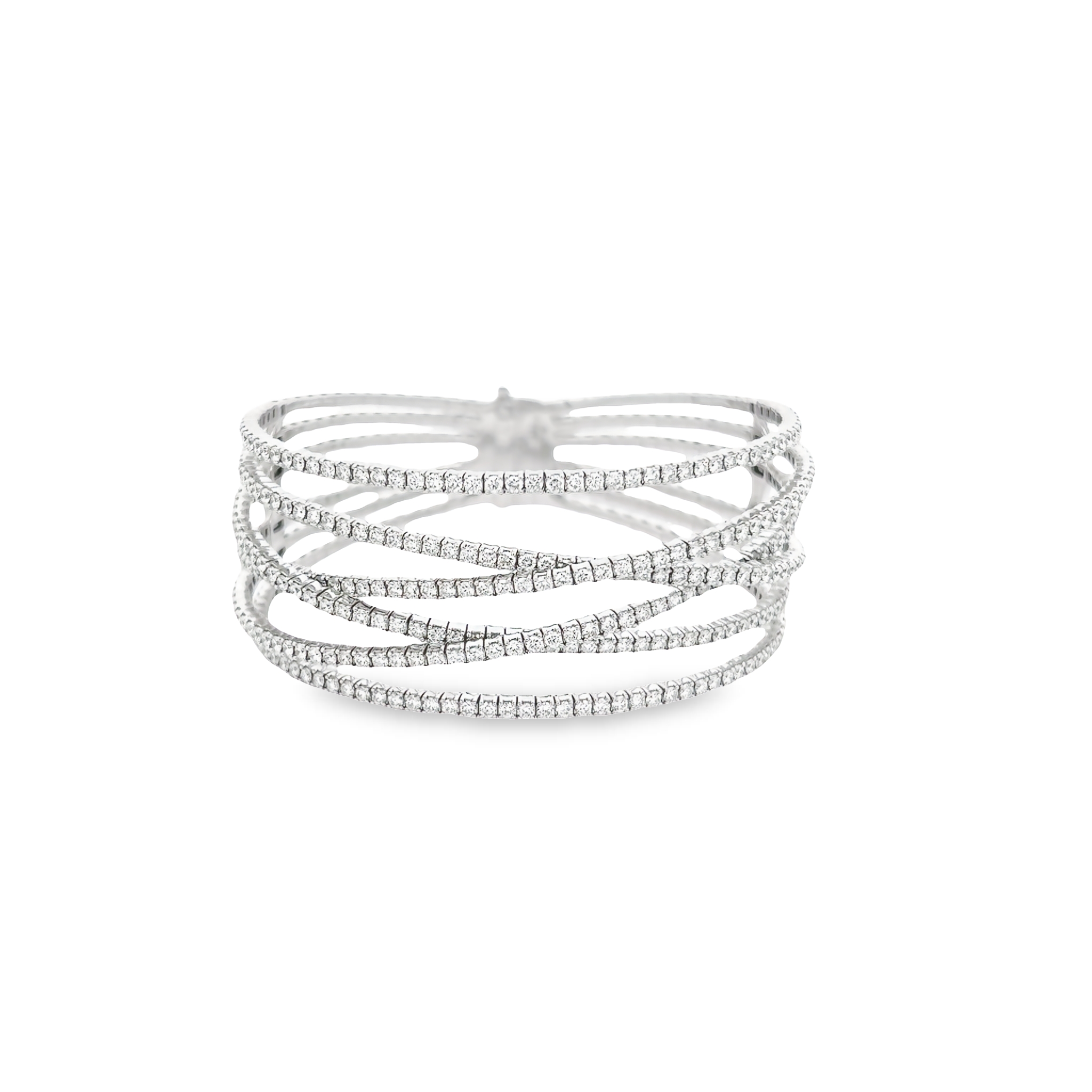 14 Karat White Gold Flexible Bracelet With 322=7.00 Total Weight Round Brilliant G Vs Diamonds