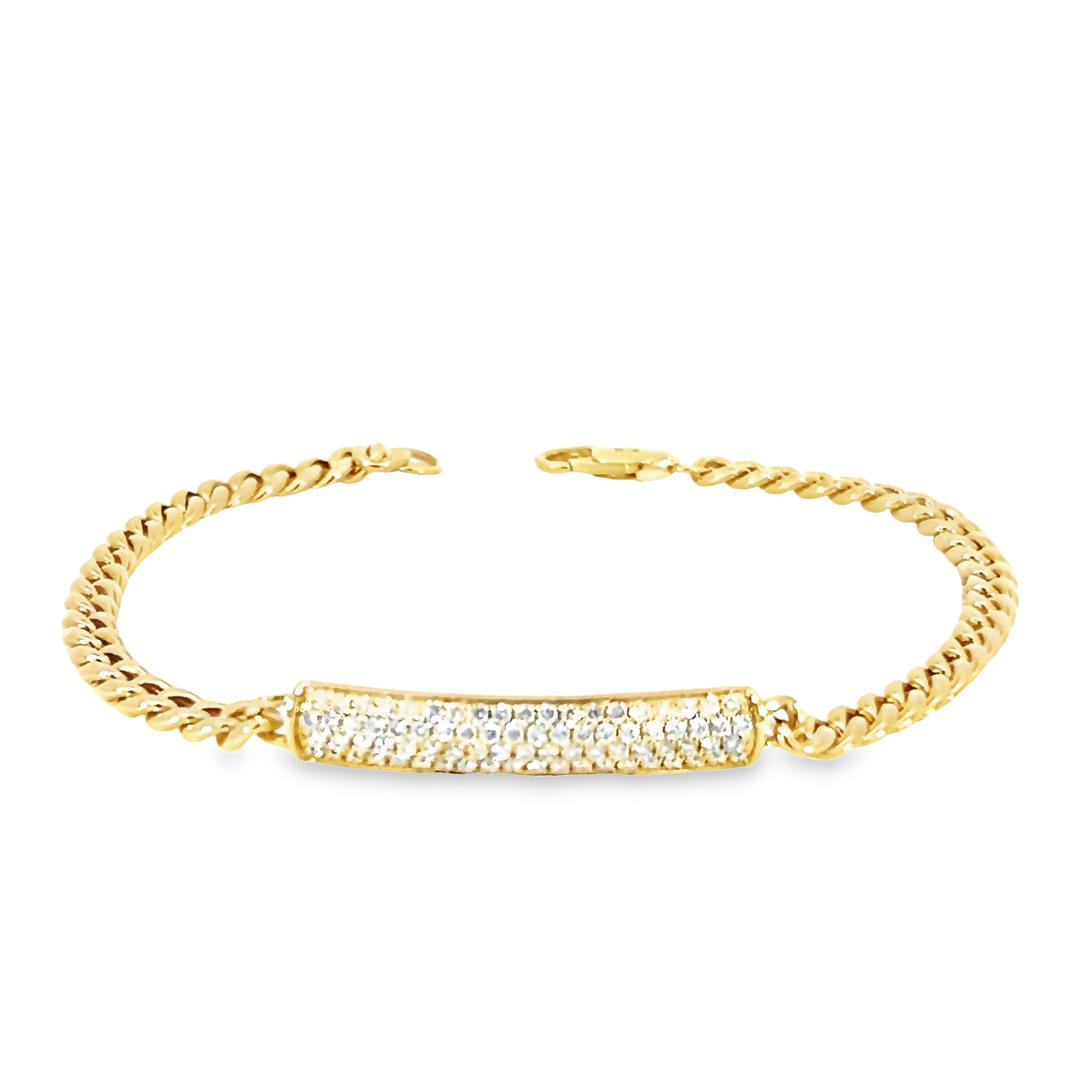 14k Yellow Gold Diamond Curb Bracelet