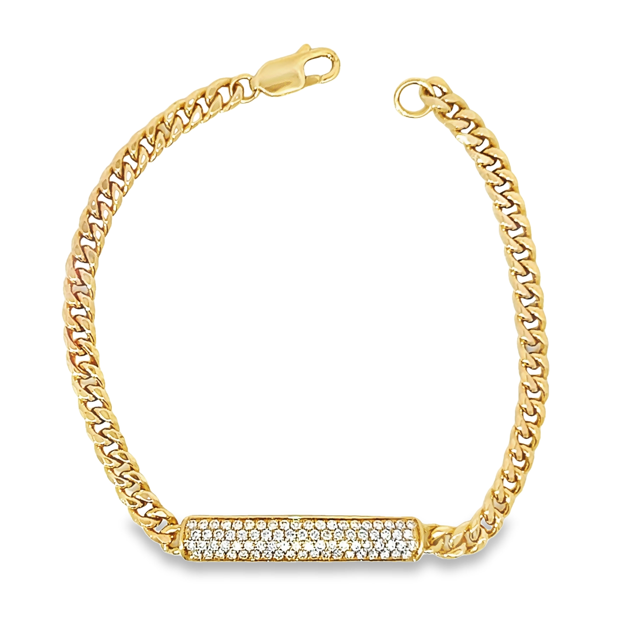 14k Yellow Gold Diamond Curb Bracelet