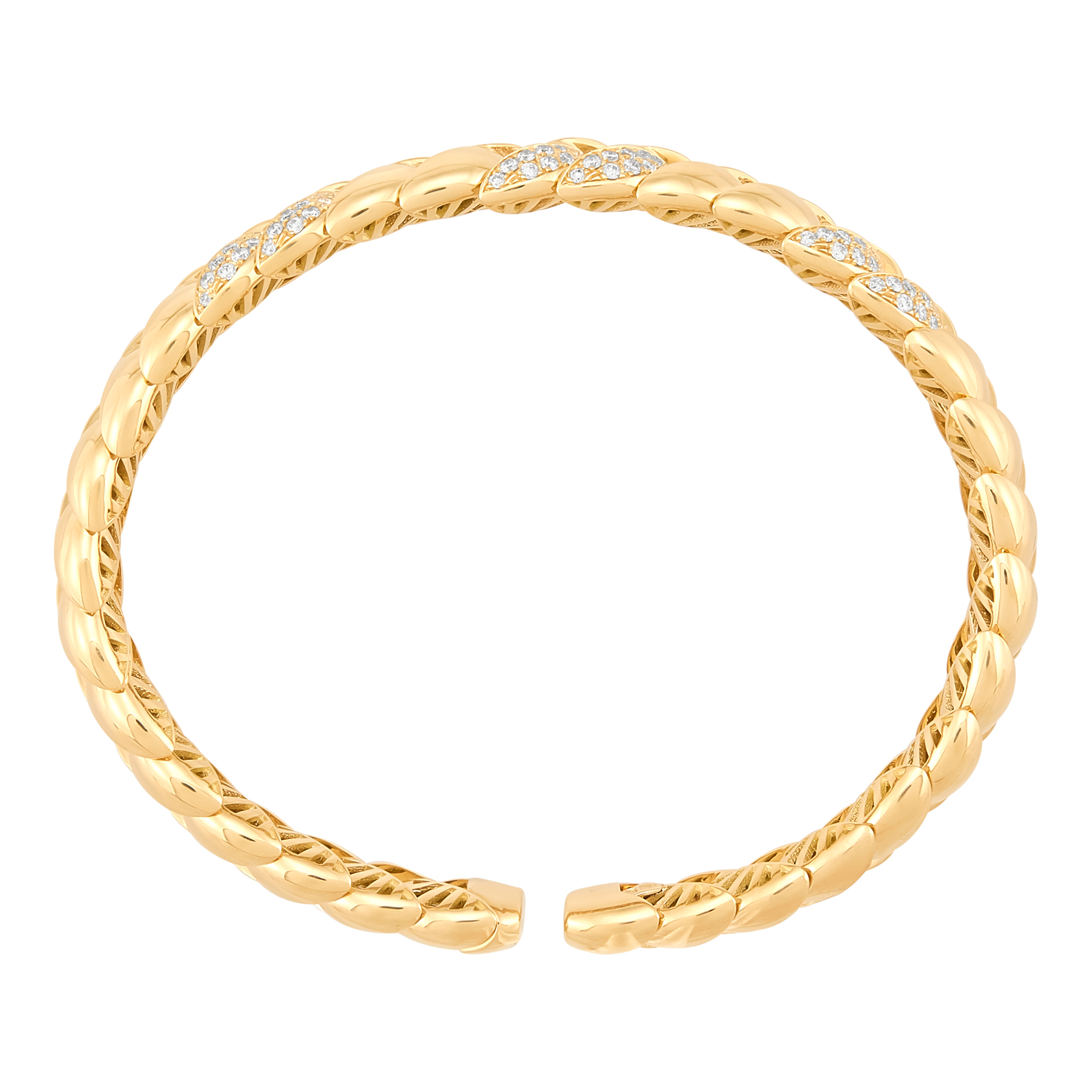 14k Yellow Gold Diamond Cuff Bracelet