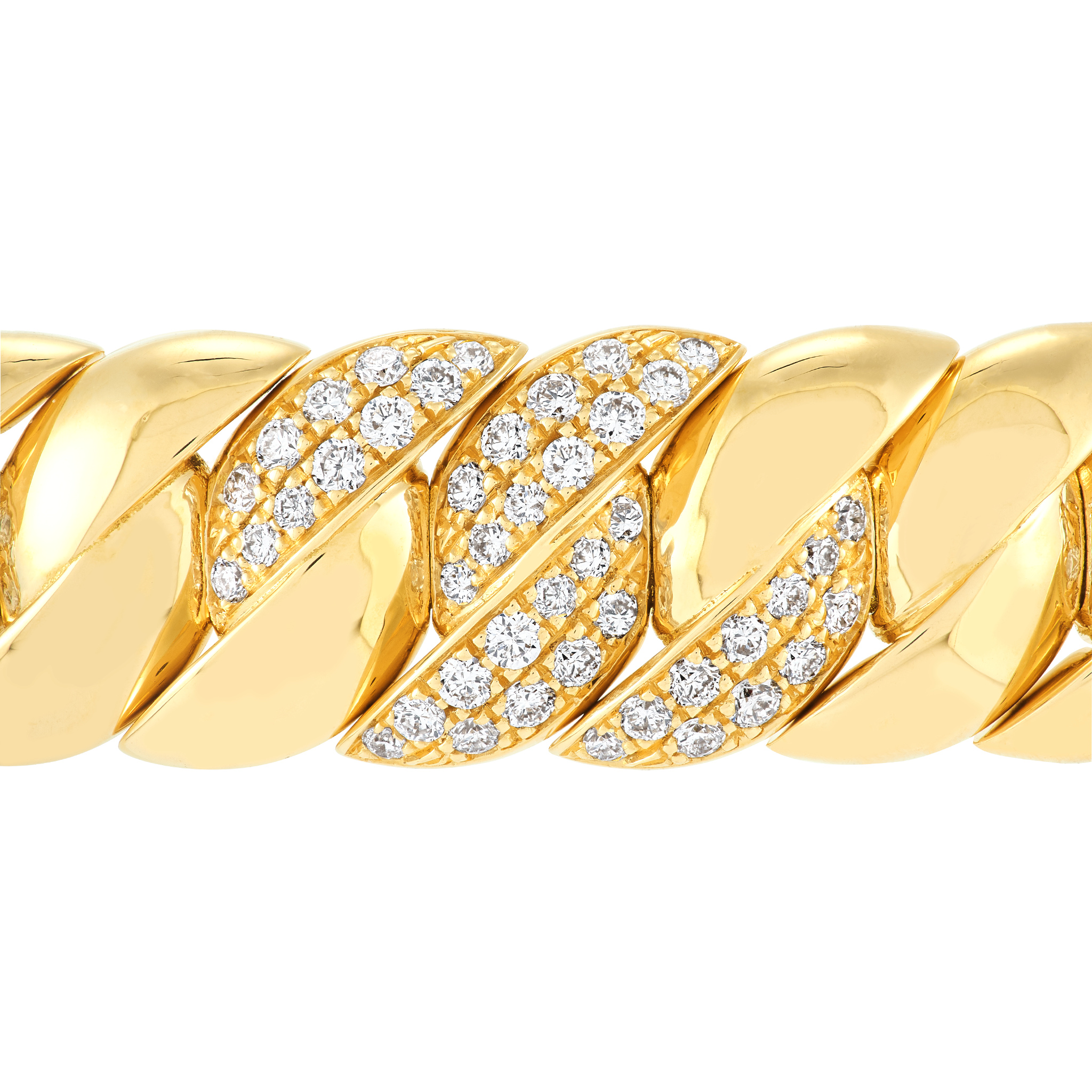 14k Yellow Gold Diamond Cuff Bracelet
