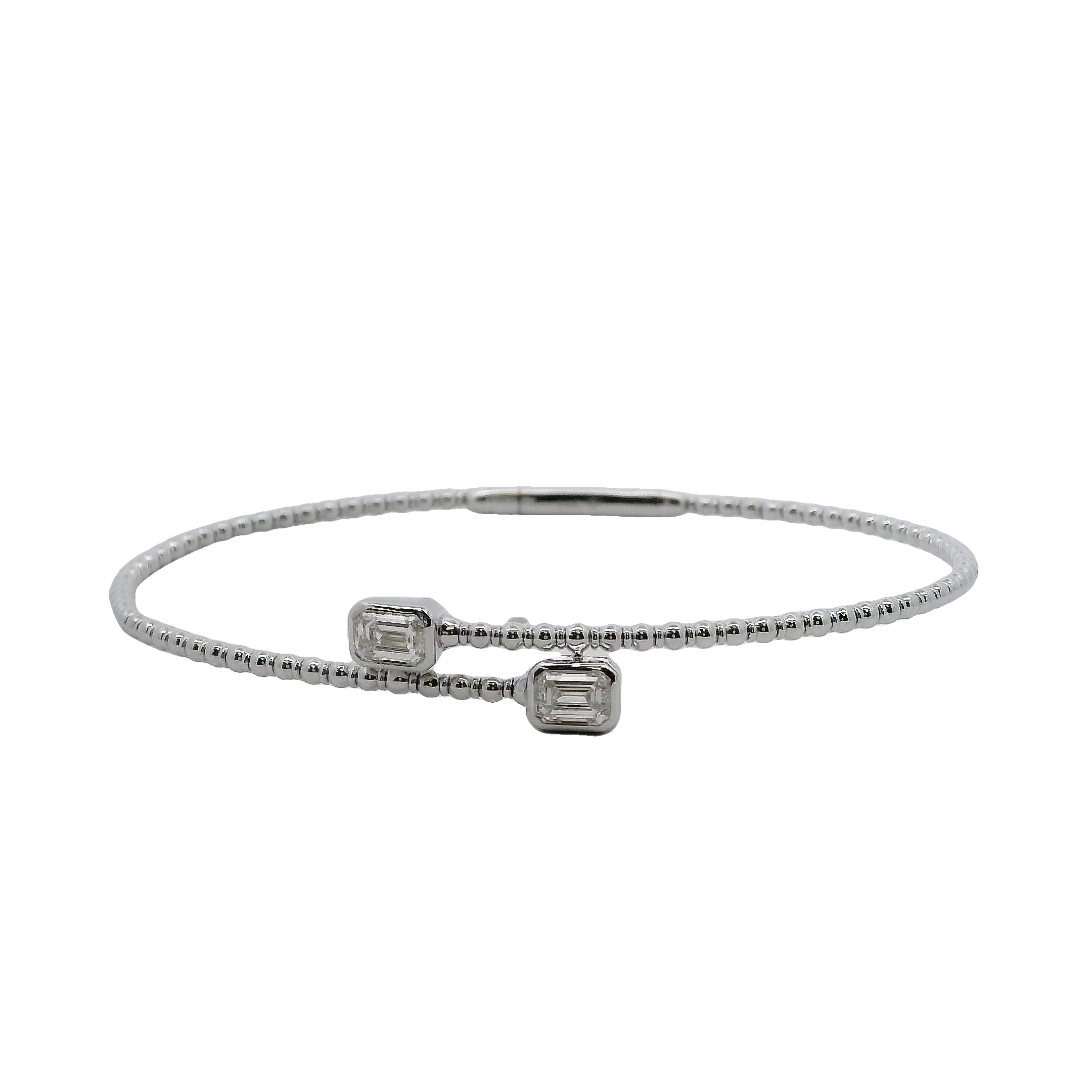 14k White Gold Diamond Bypass Bangle Bracelet