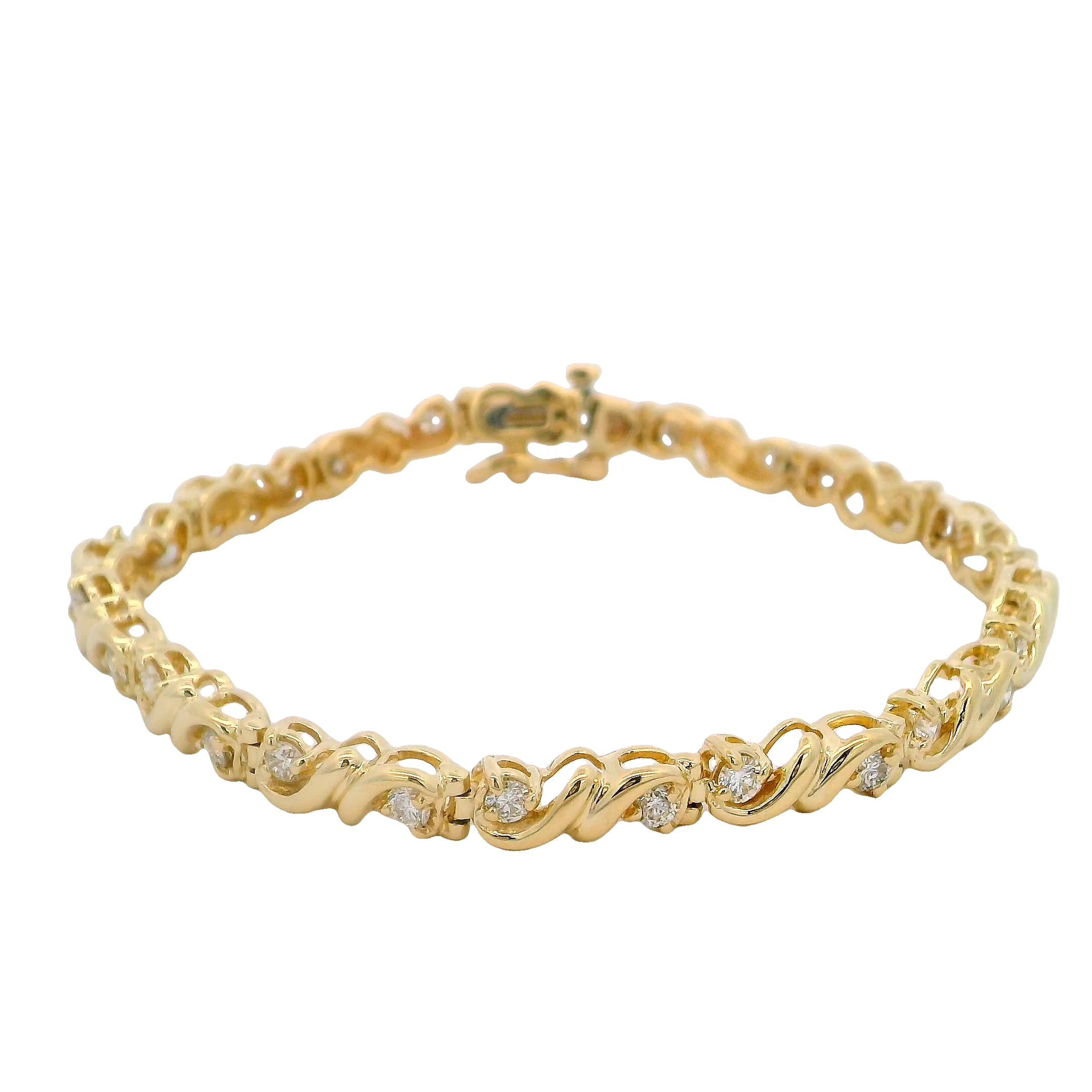 14k Yellow Gold Diamond Link Bracelet