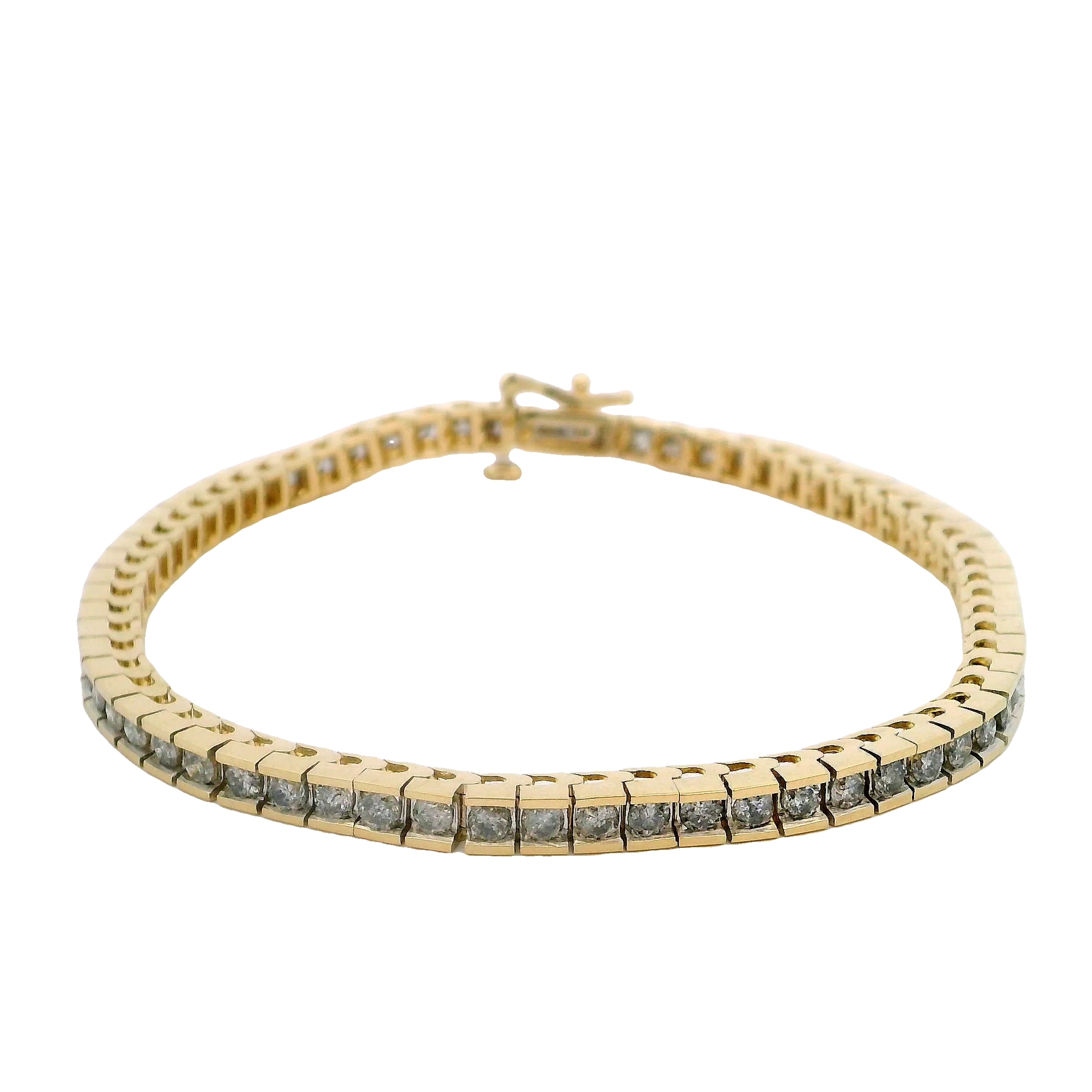 14k Yellow Gold Diamond Channel Set Bracelet
