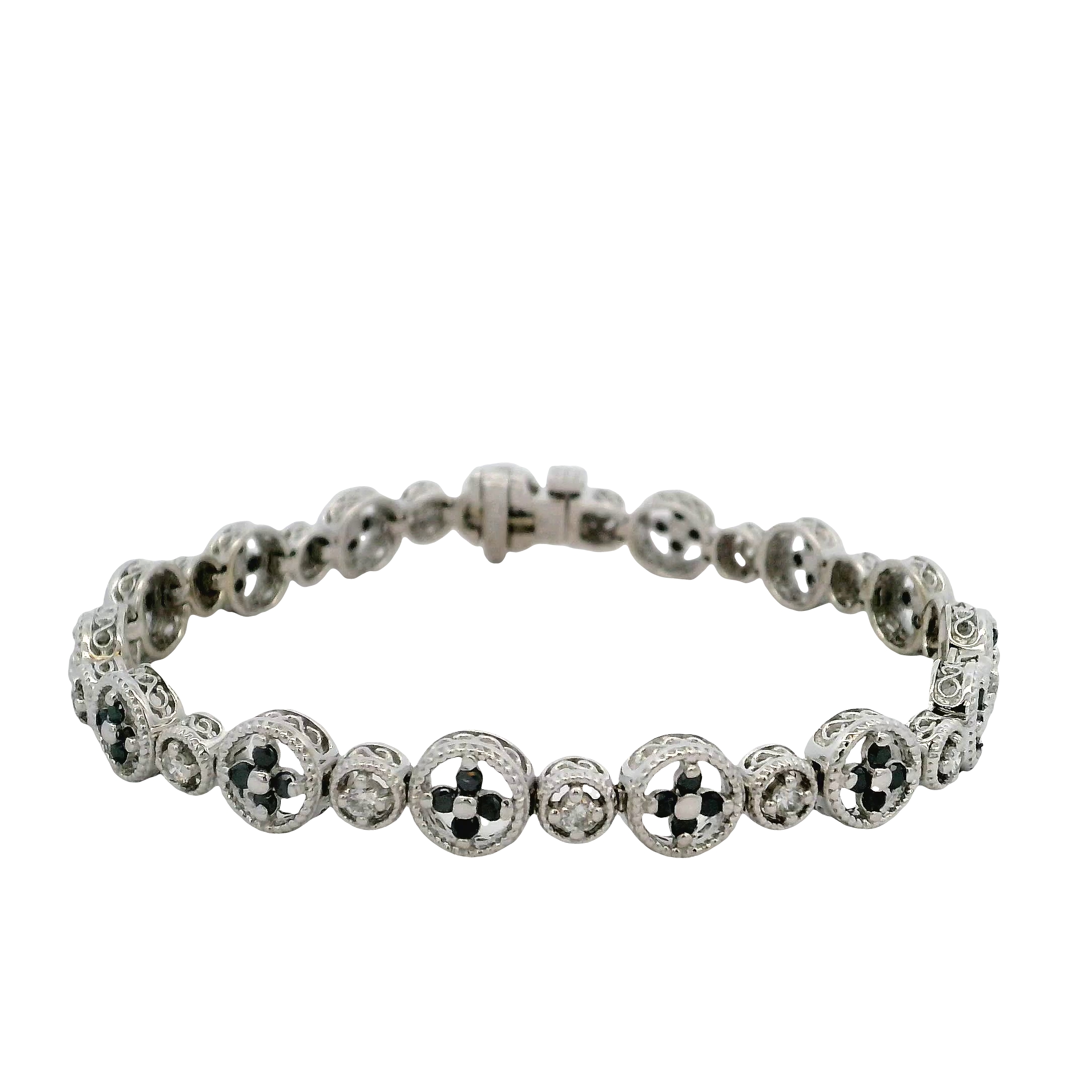 14k White Gold Black Diamond Bracelet