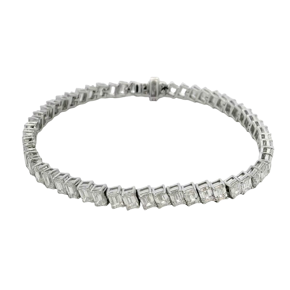 14k White Gold Emerald Cut Diamond Bracelet