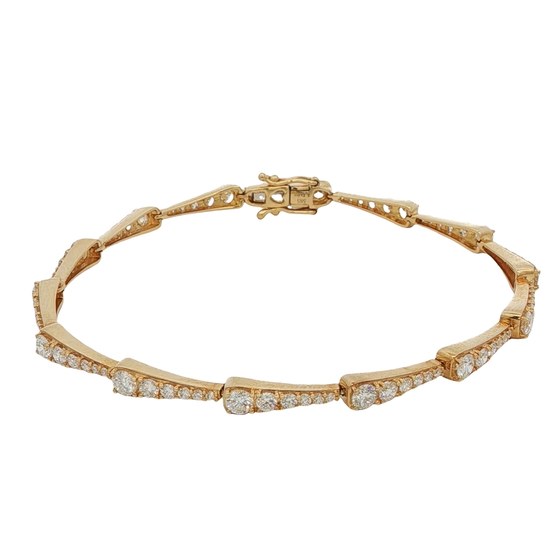 14k Yellow Gold Diamond Link Bracelet