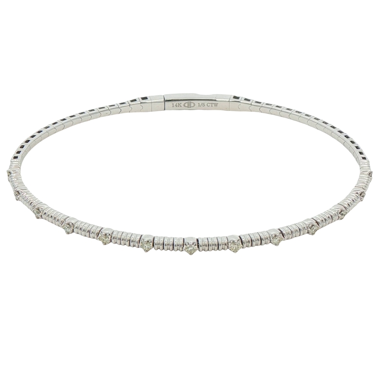 14k White Gold Diamond Bangle Bracelet