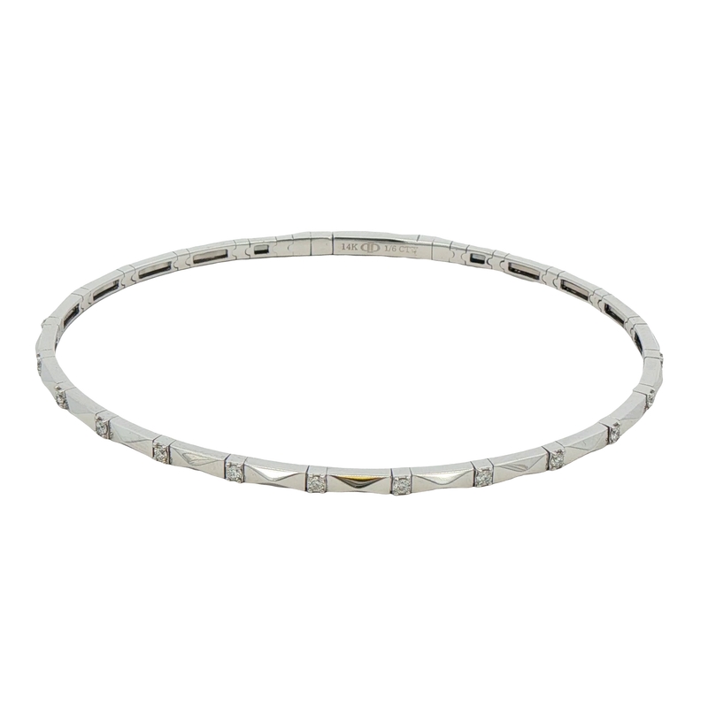 14k White Gold Diamond Bangle Bracelet