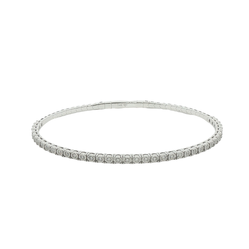 14k White Gold Flexi Diamond Bangle Bracelet