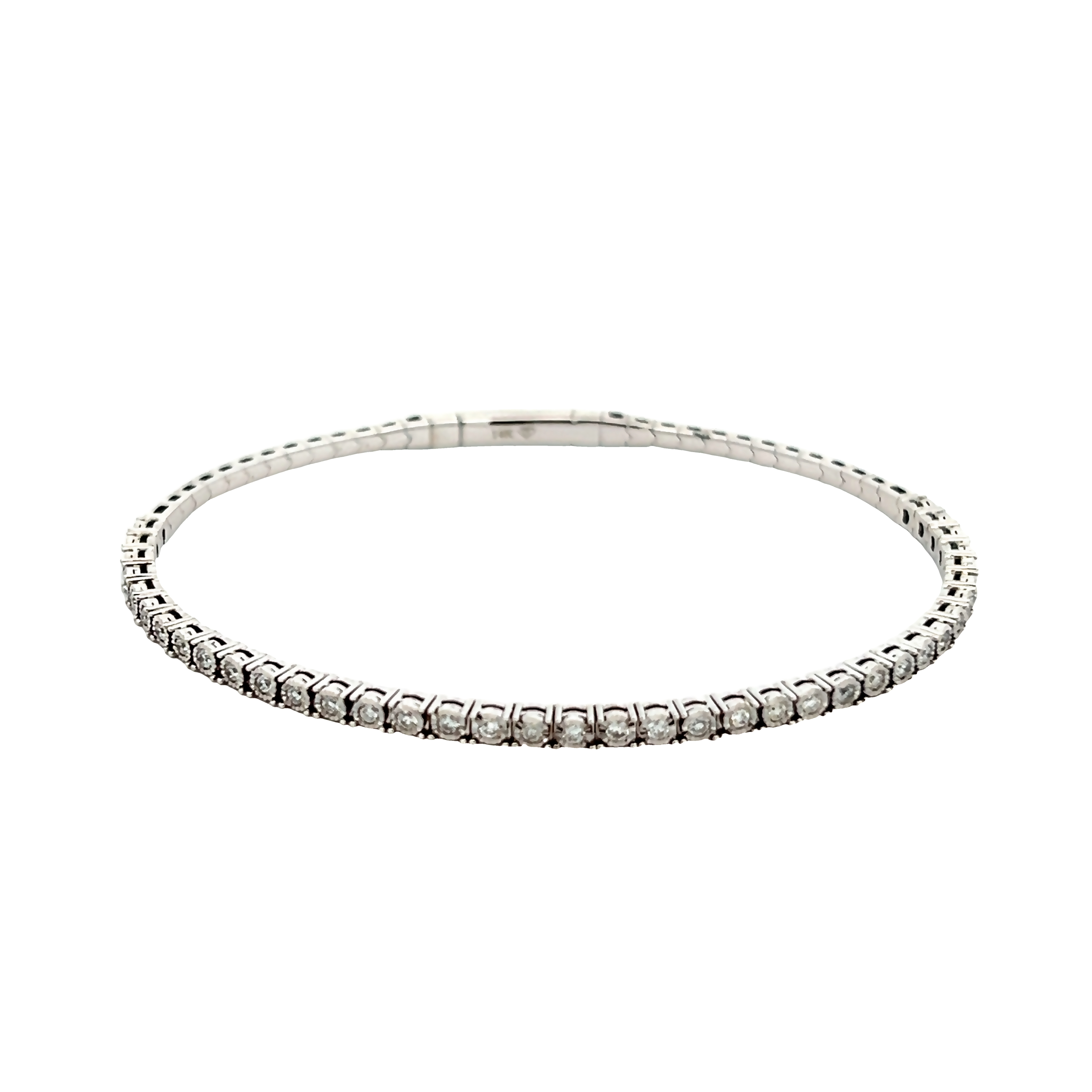14k White Gold Flexi Diamond Bangle Bracelet