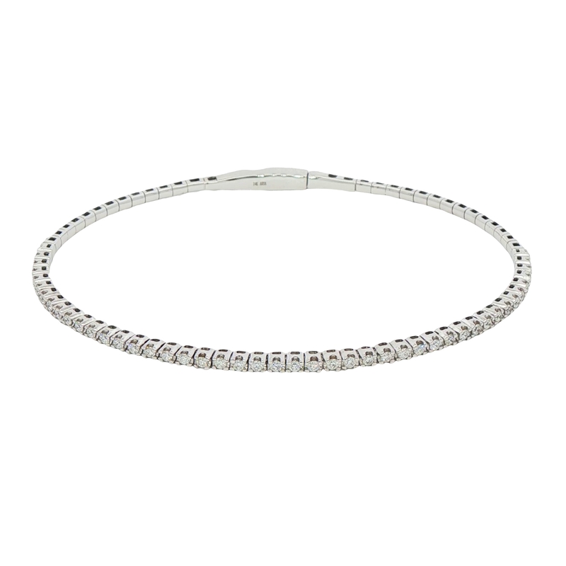 14k White Gold Diamond Bangle Bracelet