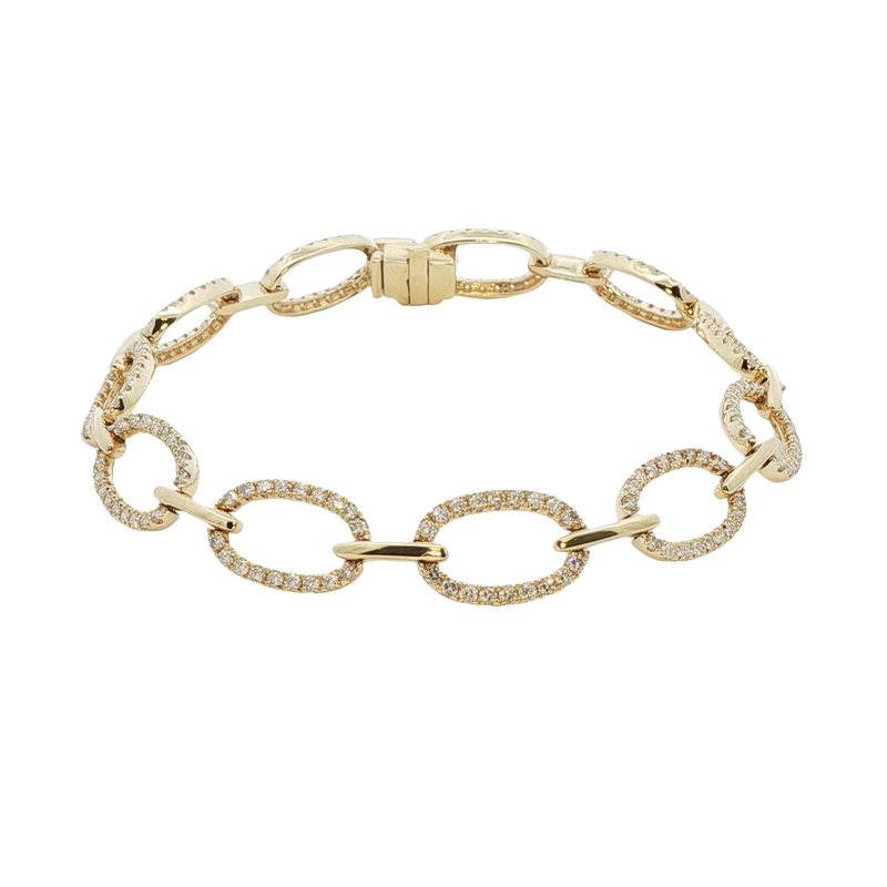 14k Yellow Gold Diamond Link Bracelet