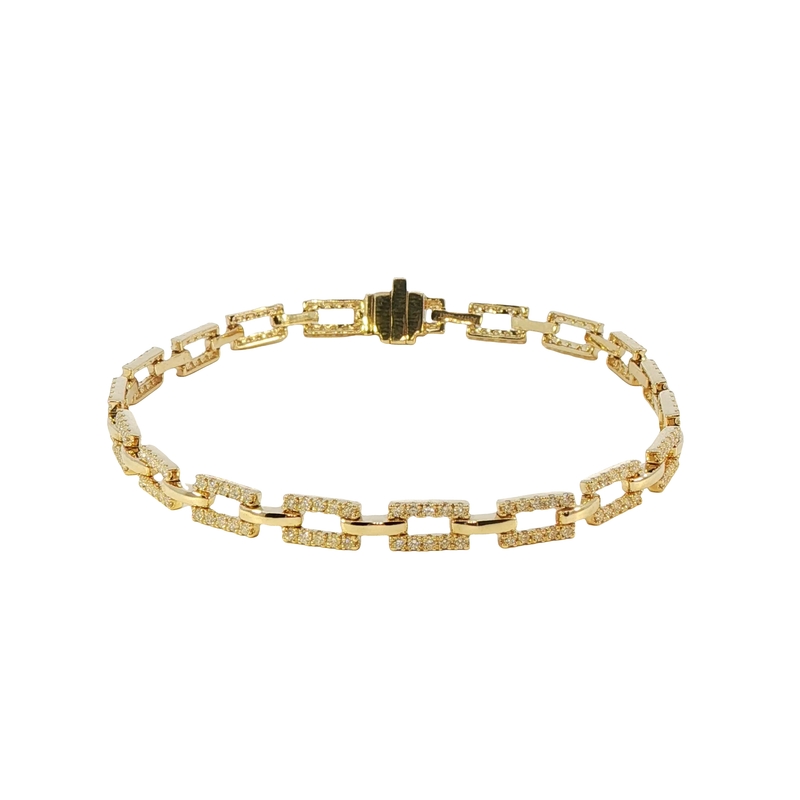 14k Yellow Gold Diamond Link Bracelet