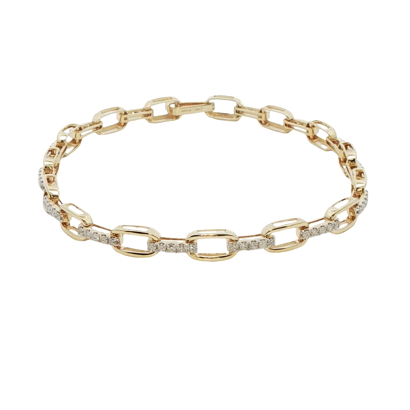 14k Yellow Gold Diamond Link Bracelet