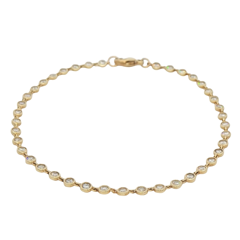 14k Yellow Gold Bezel Set Diamond Bracelet