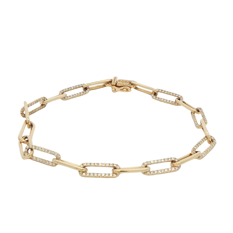 14k Yellow Gold Diamond Link Bracelet