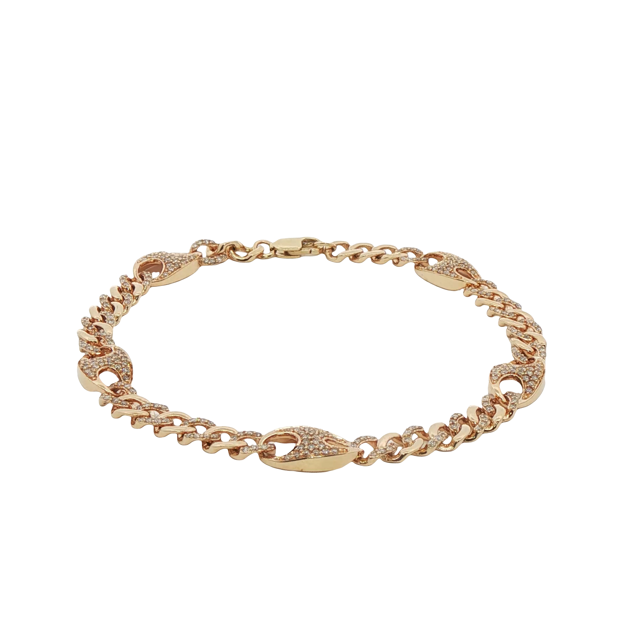 14k Yellow Gold Diamond Link Bracelet
