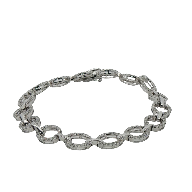 14k White Gold Diamond Link Bracelet