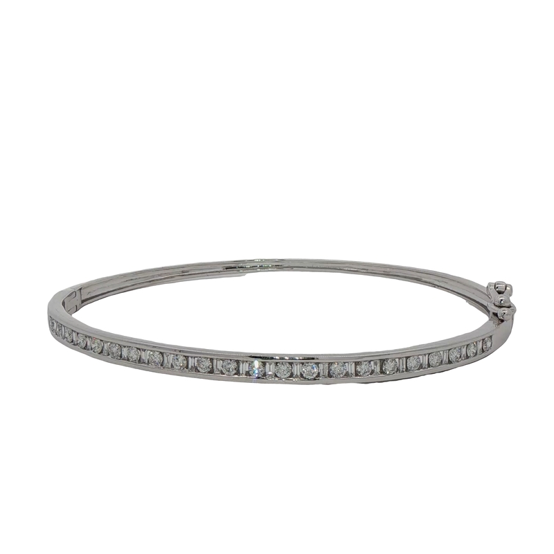 14k White Gold Diamond Bangle Bracelet