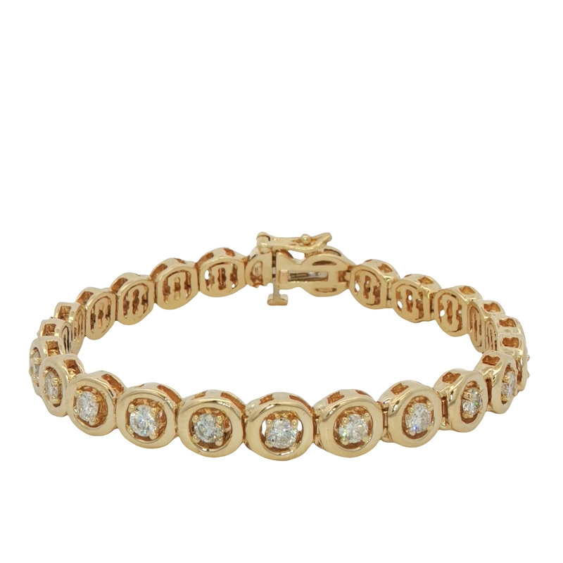 14k Yellow Gold Bezel Set Diamond Bracelet