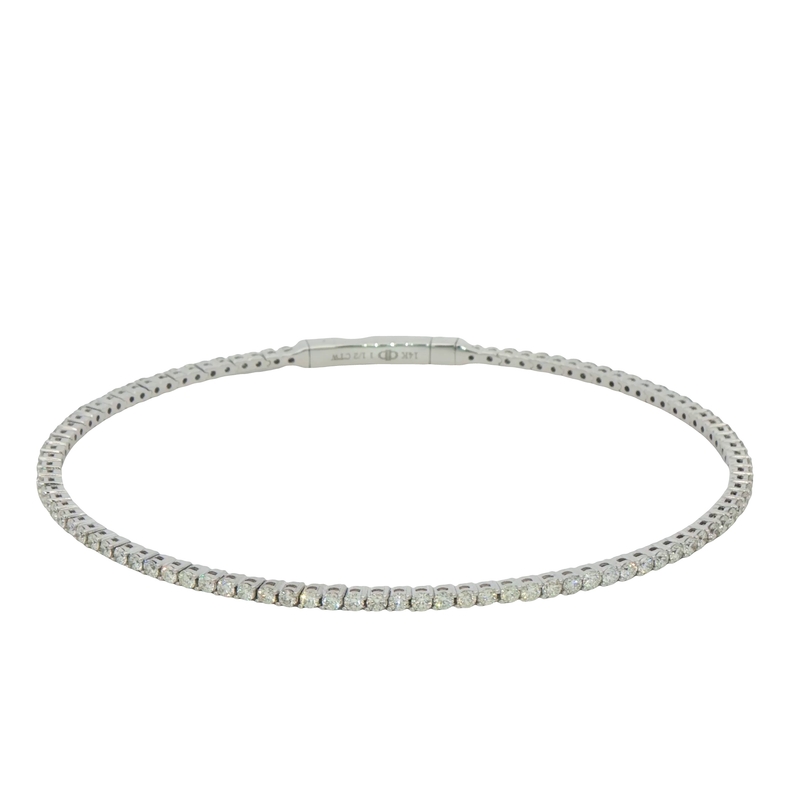 14k White Gold Diamond Bangle Bracelet