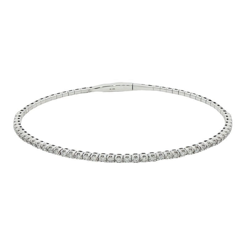 14k White Gold Diamond Bangle Bracelet