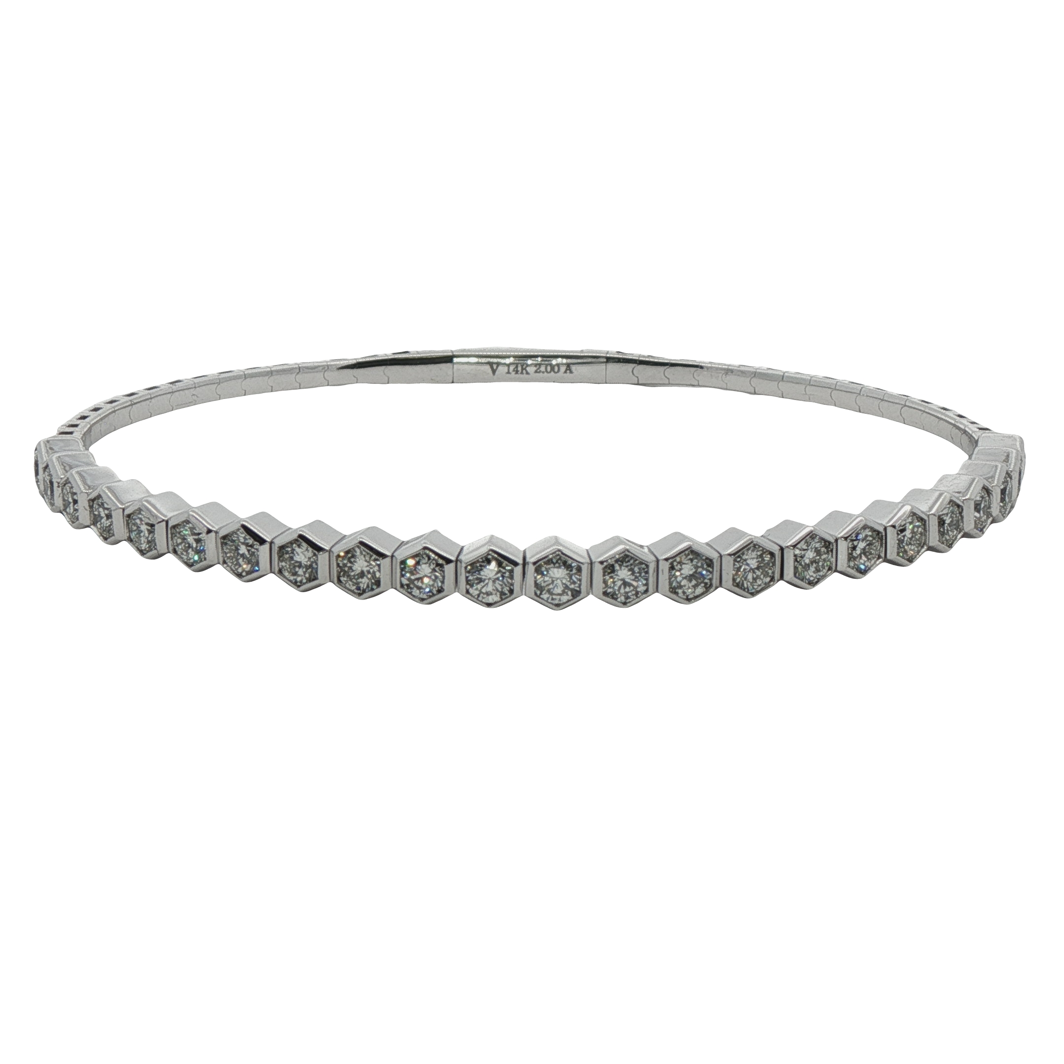 14k White Gold Diamond Bangle Bracelet