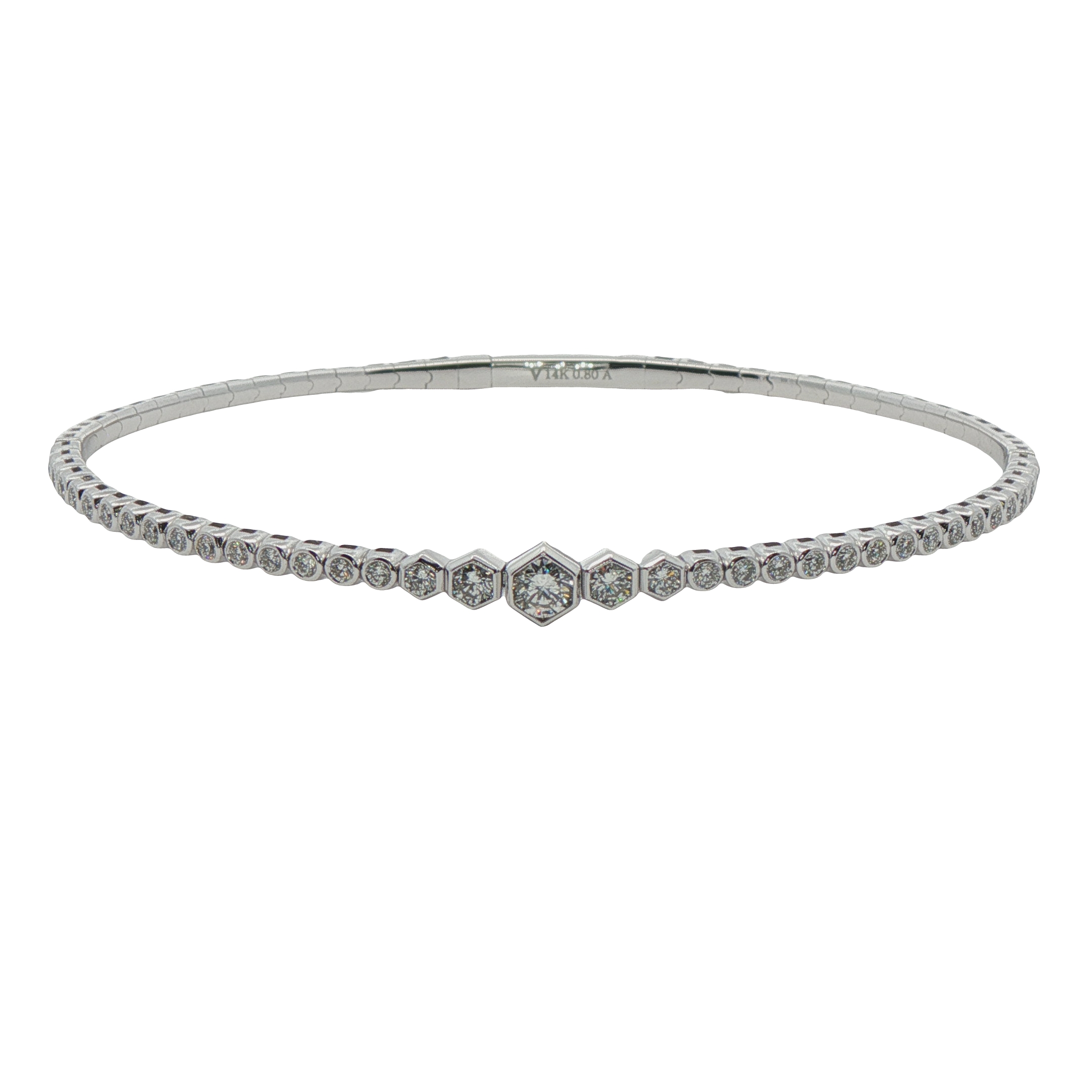 14k White Gold Diamond Bangle Bracelet