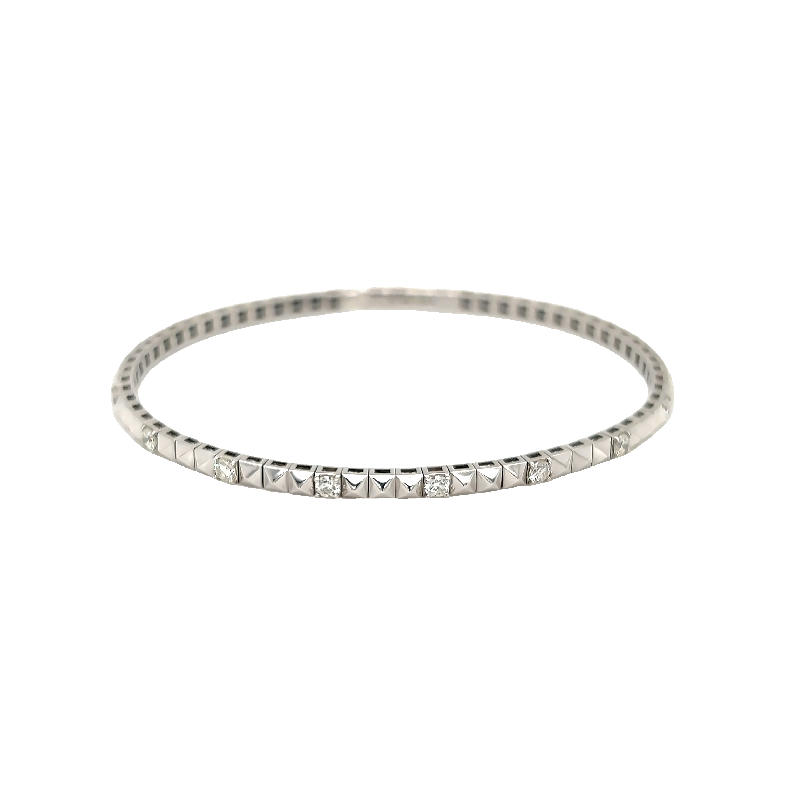 14k White Gold Diamond Bangle Bracelet