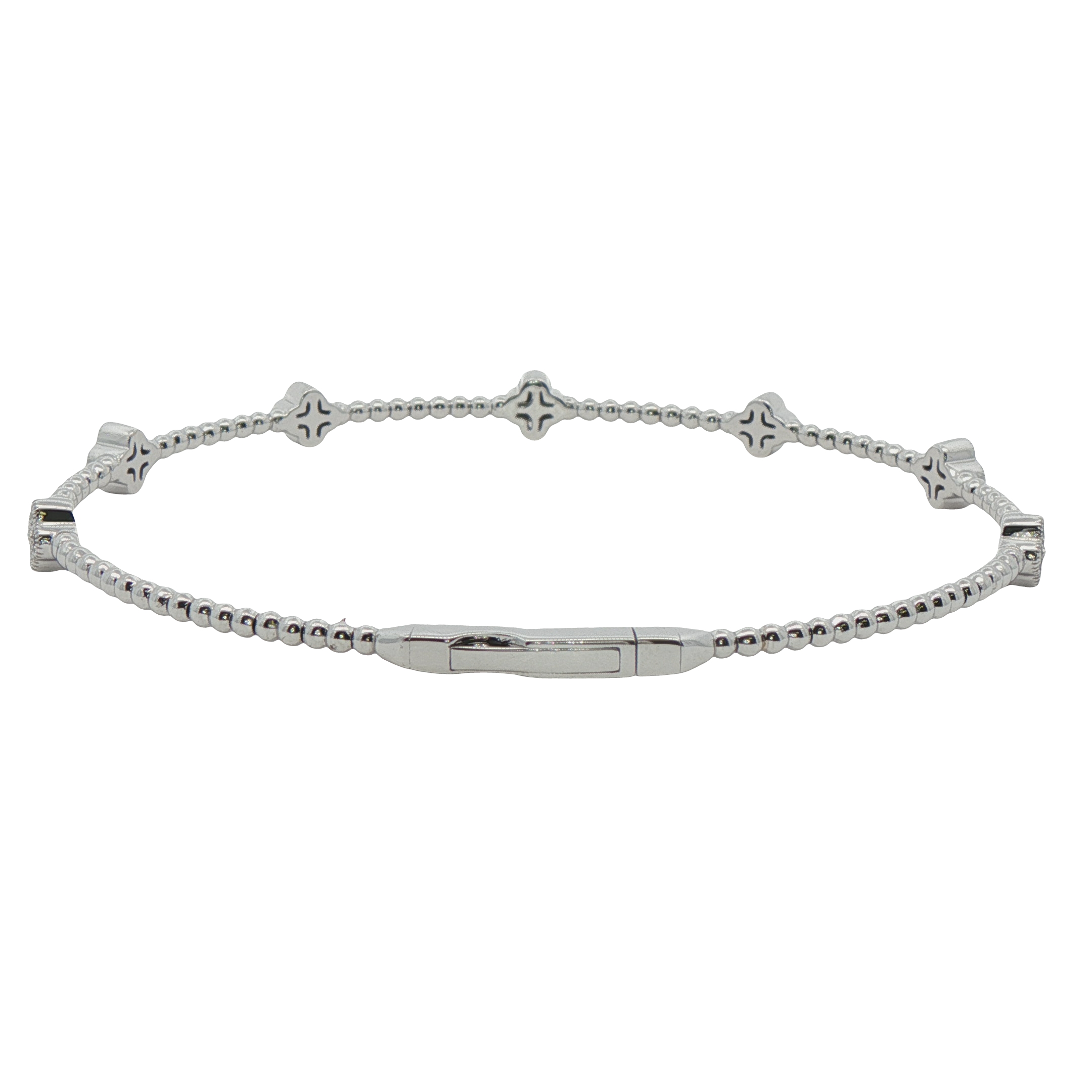14k White Gold Diamond Bangle Bracelet