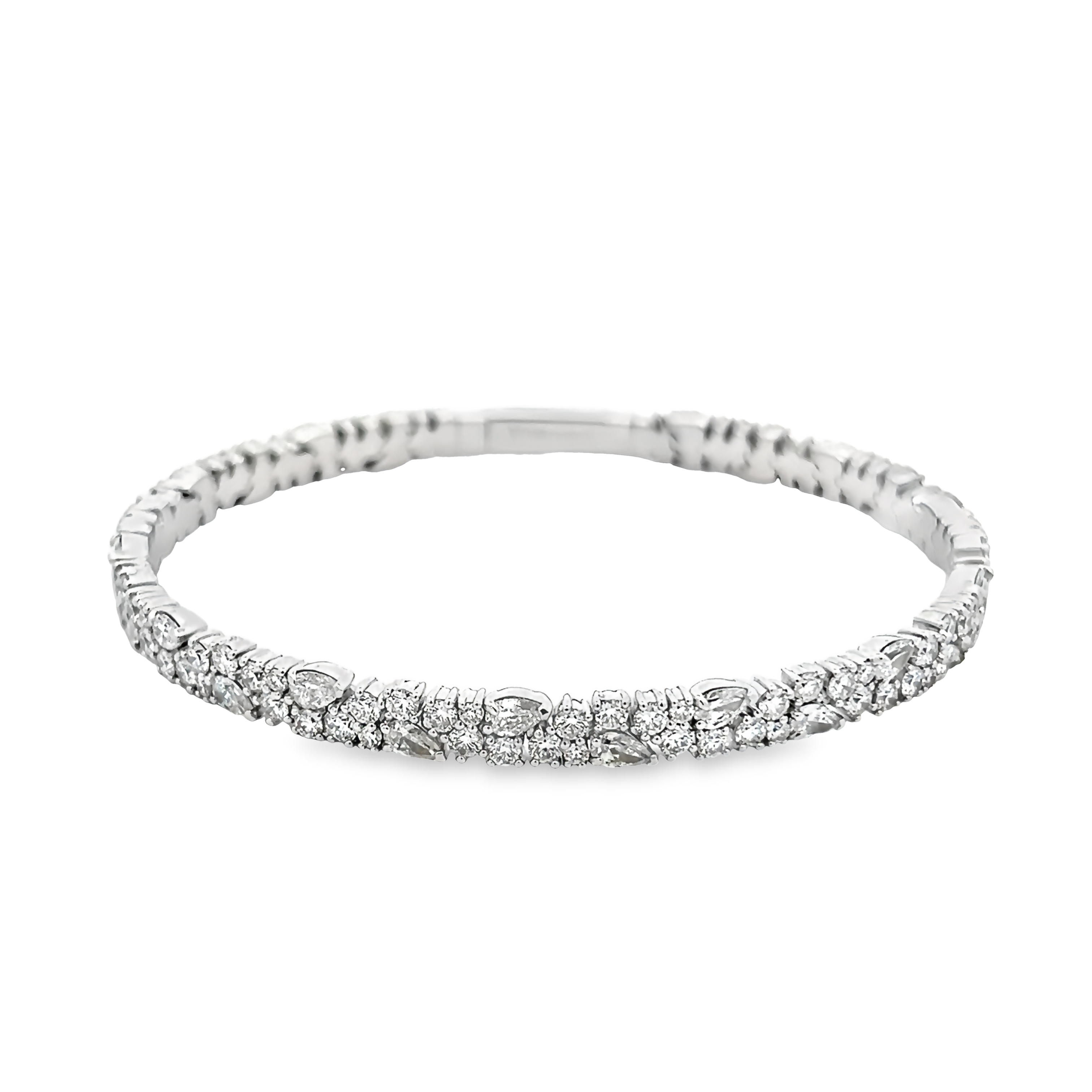 14k White Gold Diamond Bangle Bracelet